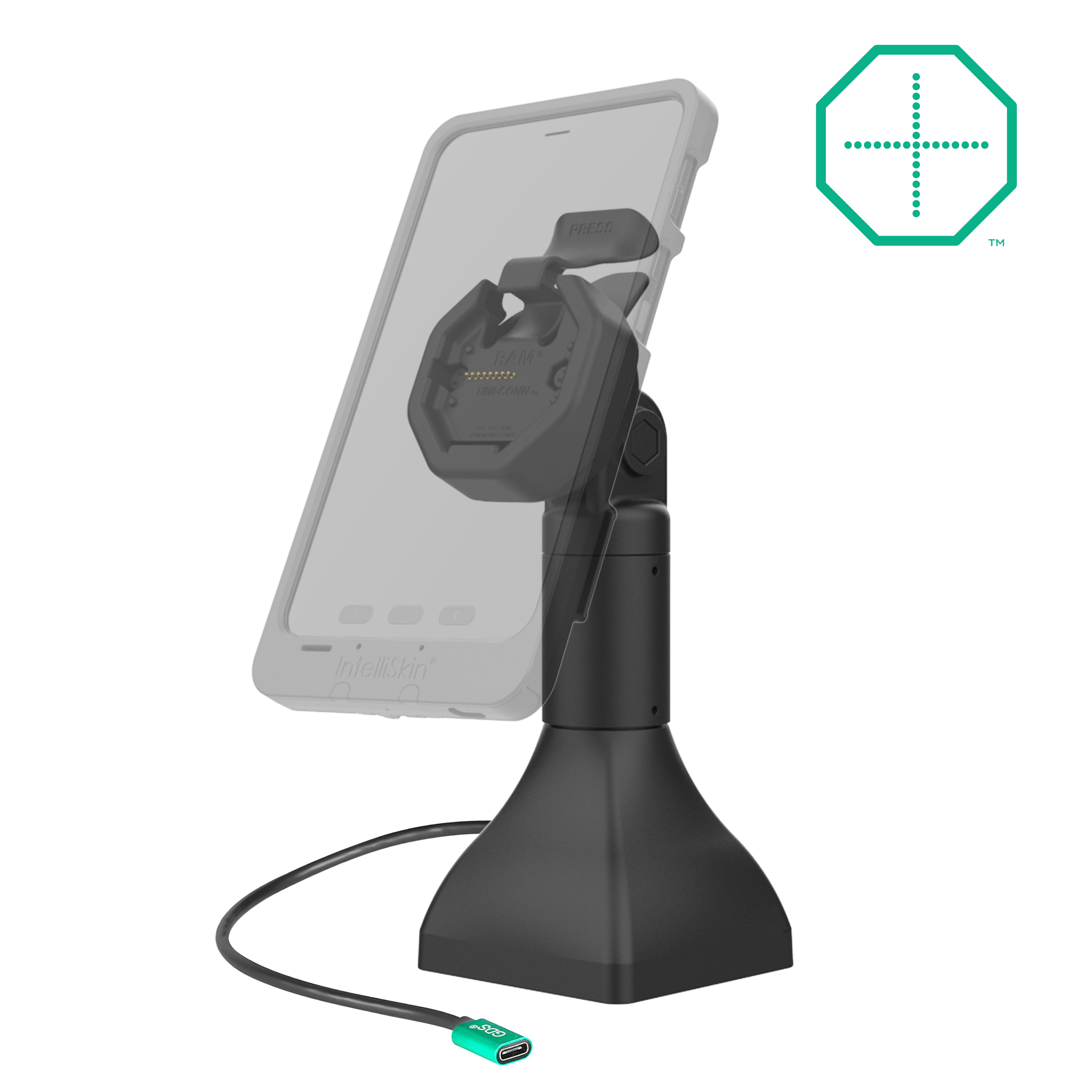 GDS® Uni-Conn™ 17,78 cm (7") Pedestal Dock met oplaadfunctie via USB-C - RAM Mounts RAM-GDS-DOCK-D11-7-U3C afbeelding 2