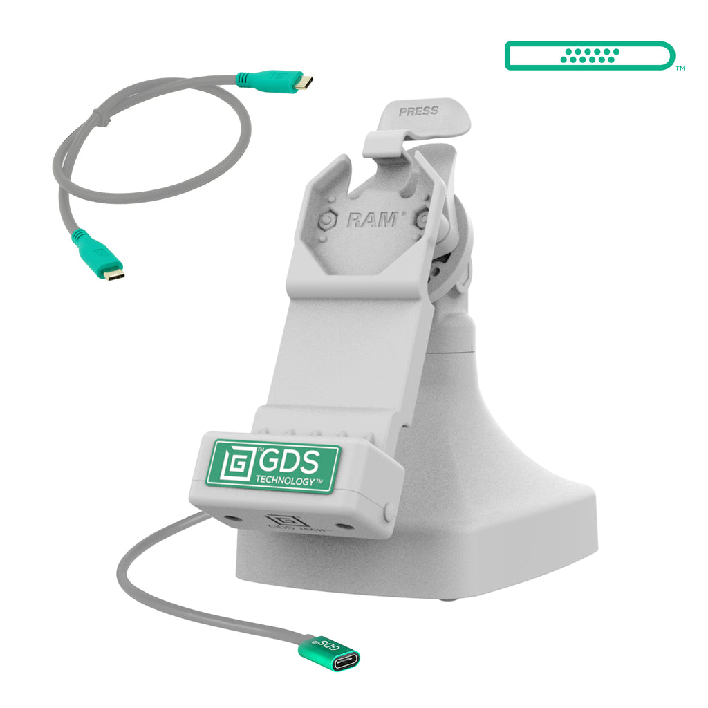 GDS uni conntrade kantel en draai kiosk dock met oplaadfunctie via USB-C data grijs - RAM Mounts RAM-GDS-DOCK-D14-U1C-2A-GRY