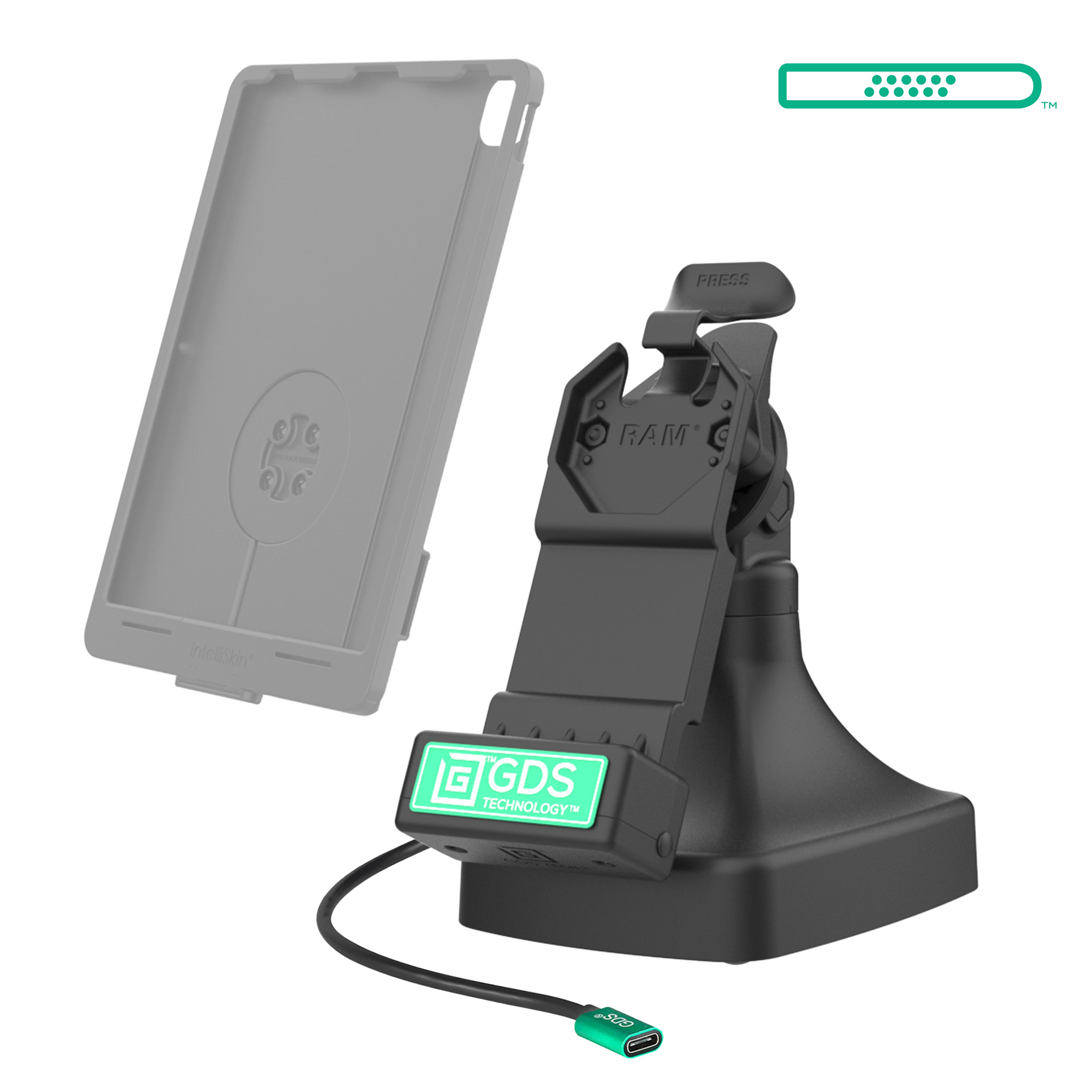 GDS® Uni-Conn™ Kantel- en Draai Kiosk dock met oplaadfunctie via USB-C - RAM Mounts RAM-GDS-DOCK-D14-U1C afbeelding 2
