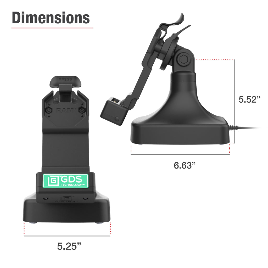 GDS® Uni-Conn™ Kantel- en Draai Kiosk Dock met oplaadfunctie via USB-C + Data - RAM Mounts RAM-GDS-DOCK-D14-U1C-2A afbeelding 6