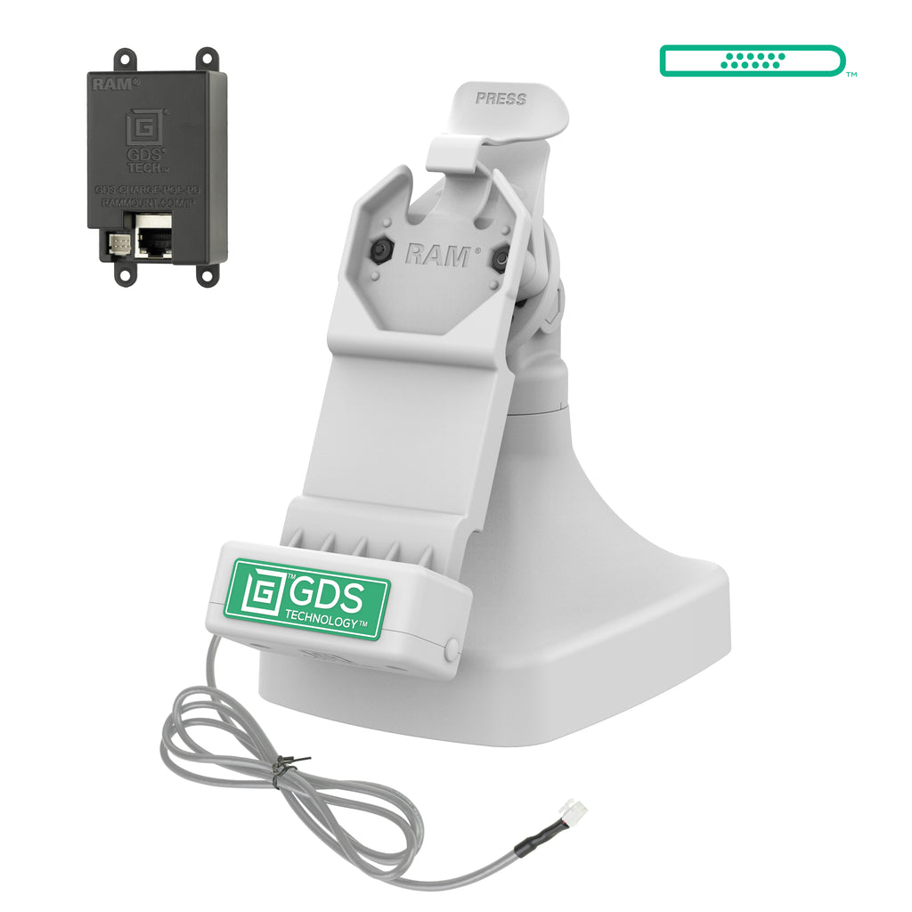 GDS® Uni-Conn™ Kantel en Draai Kiosk Dock met oplaadfunctie via PoE - Grijs - RAM Mounts RAM-GDS-DOCK-D14-U1E-GRY afbeelding 1