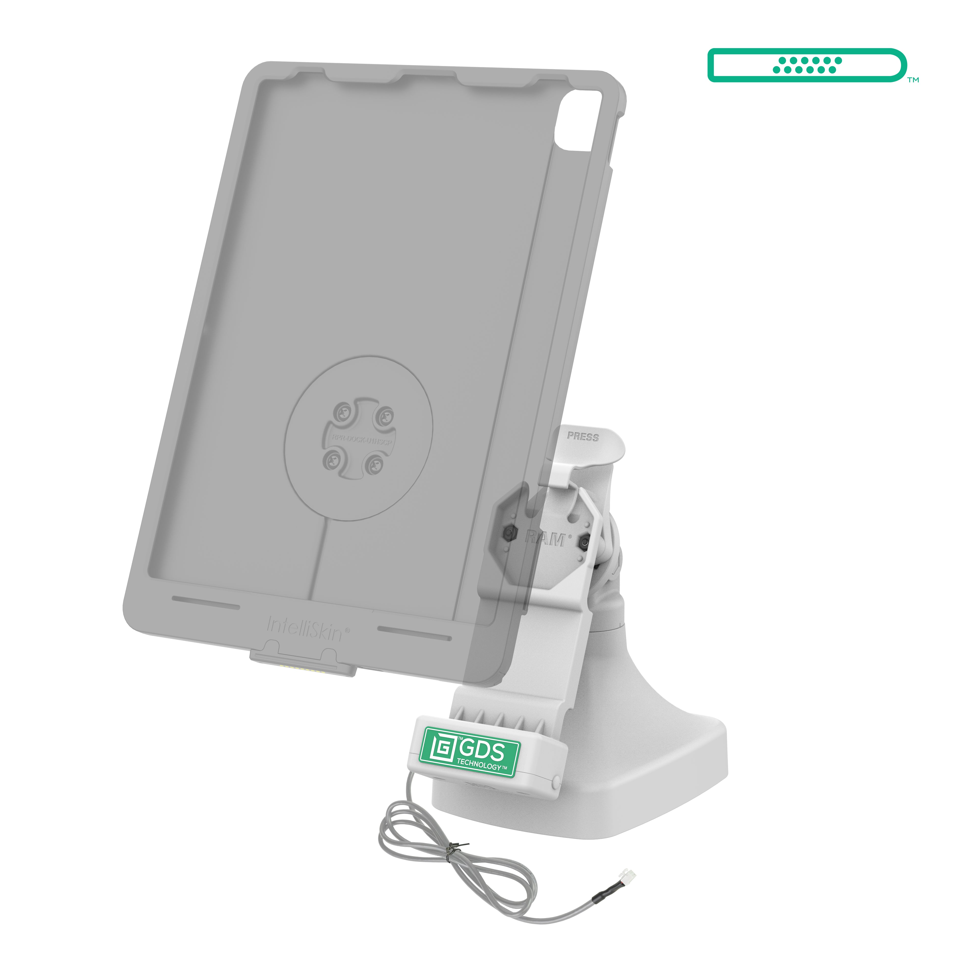 GDS® Uni-Conn™ Kantel en Draai Kiosk Dock met oplaadfunctie via PoE - Grijs - RAM Mounts RAM-GDS-DOCK-D14-U1E-GRY afbeelding 2