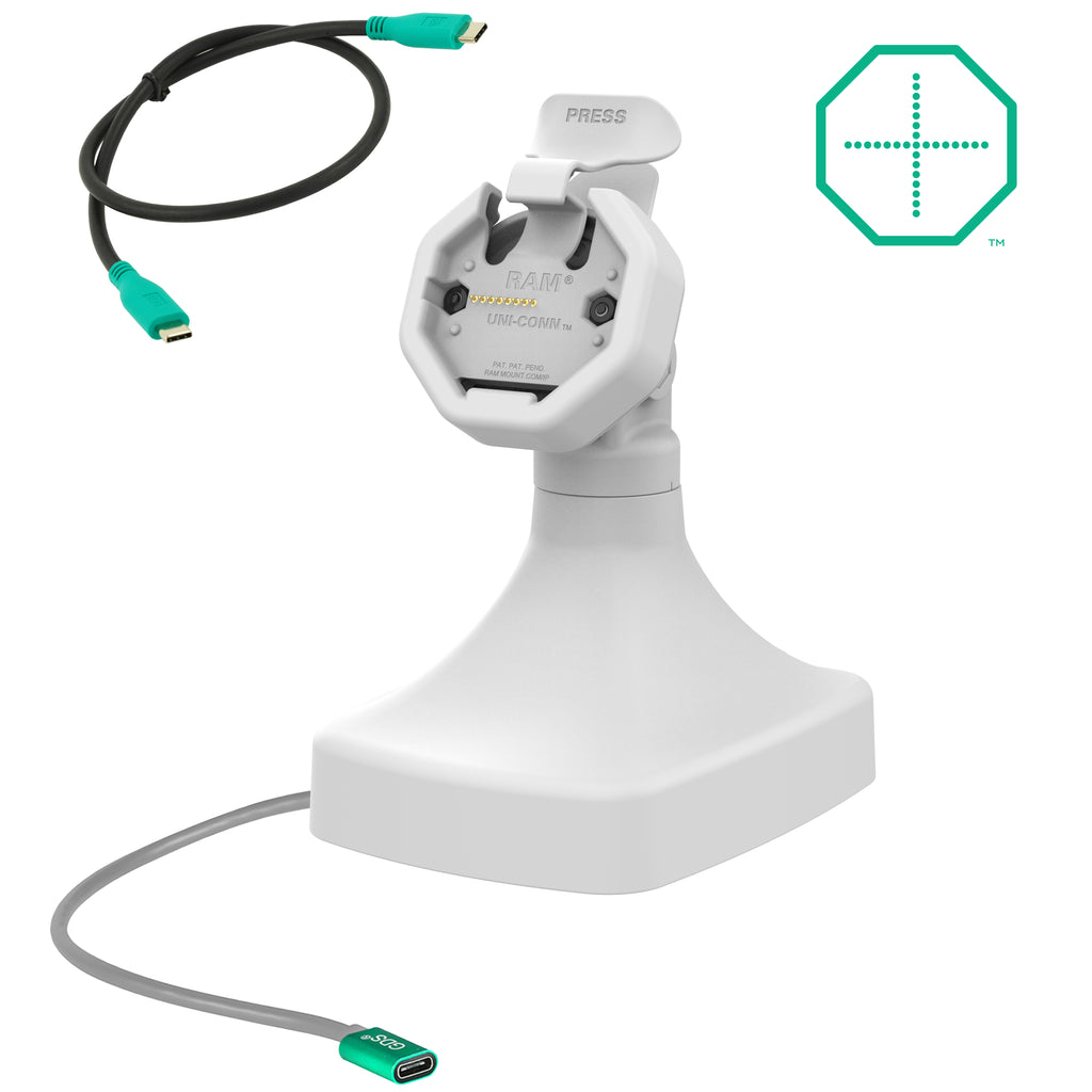 GDS uni conntrade kantel en draai kiosk dock met oplaadfunctie via USB-C grijs - RAM Mounts RAM-GDS-DOCK-D14-U3C-GRY