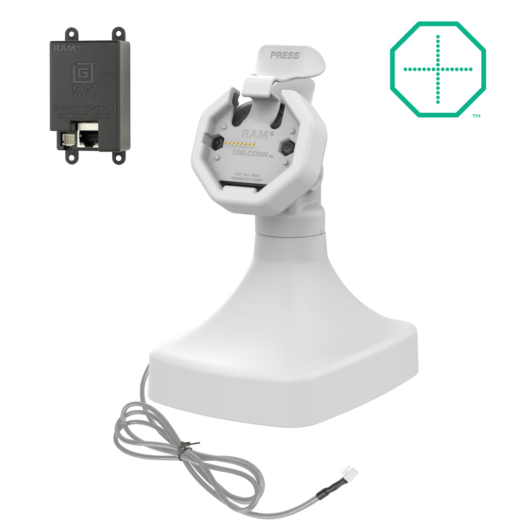 GDS® Uni-Conn™ Kantel- & Draai Kiosk Dock met oplaadfunctie via PoE - Grijs - RAM Mounts RAM-GDS-DOCK-D14-U3E-GRY afbeelding 1