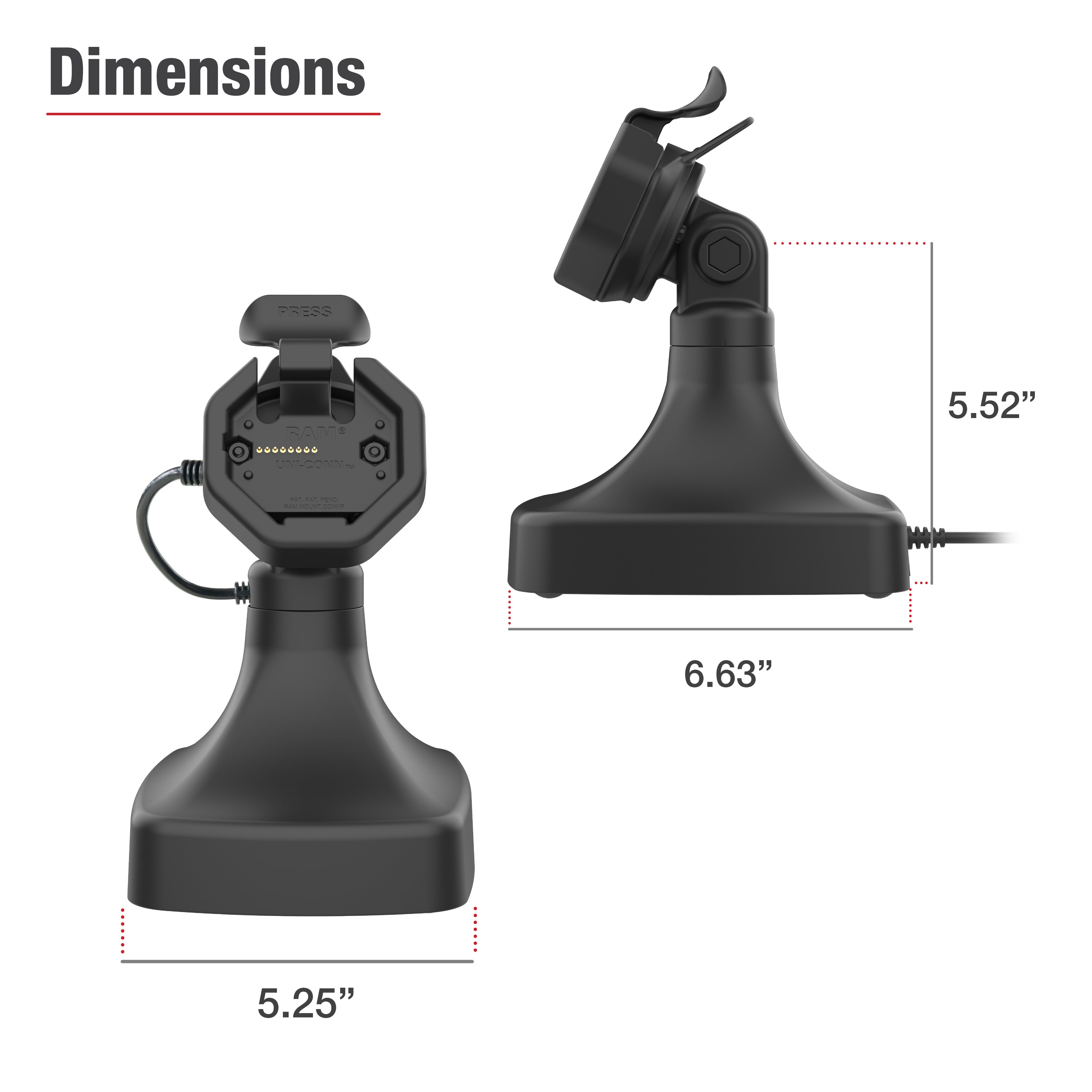 GDS® Uni-Conn™ Kantel- & Draai Dock met oplaadfunctie via PoE - RAM Mounts RAM-GDS-DOCK-D14-U3E afbeelding 6