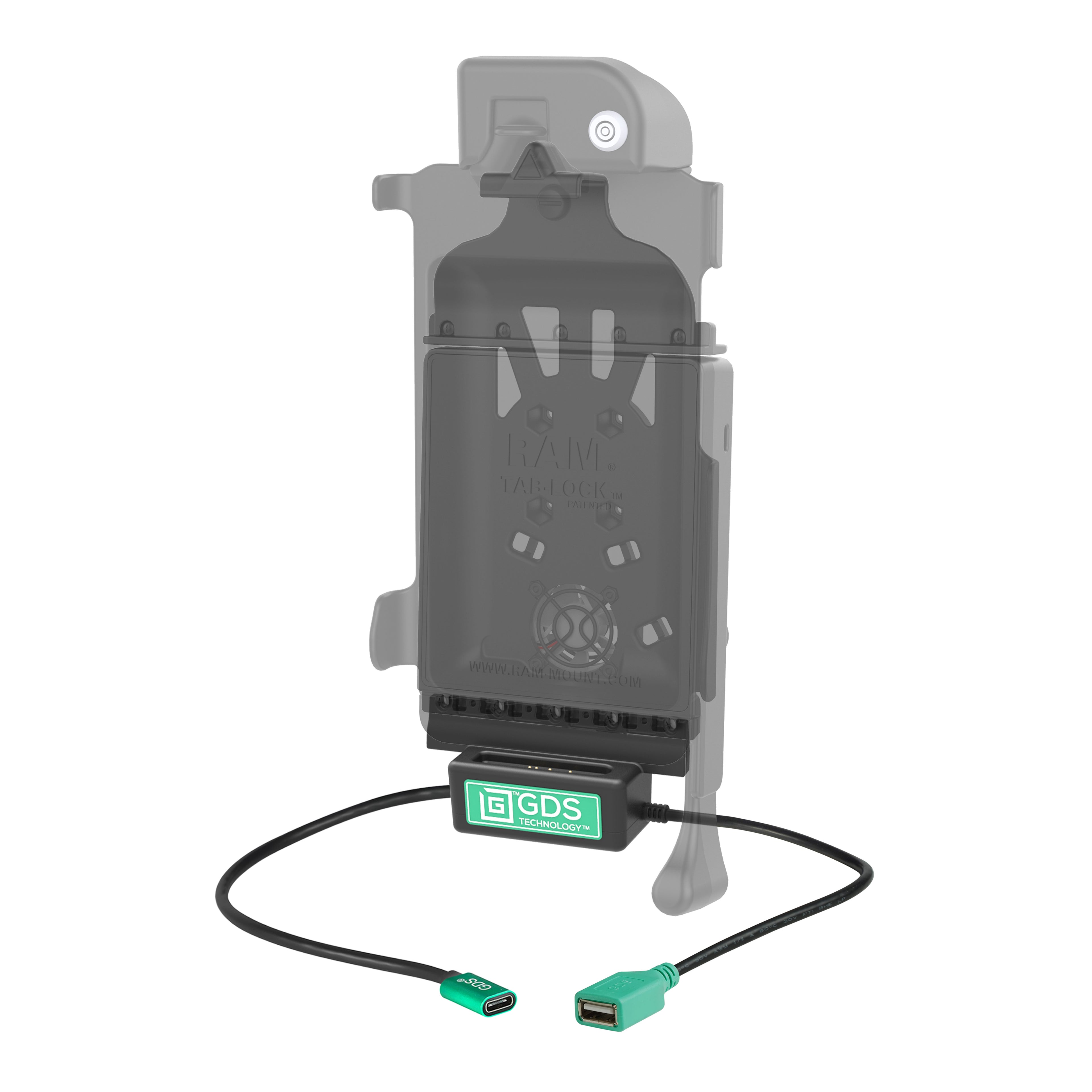 GDS® Power + Enkele USB-A Dock Cup voor IntelliSkin® Next Gen Tablets - RAM Mounts RAM-GDS-DOCK-V10PDU afbeelding 2