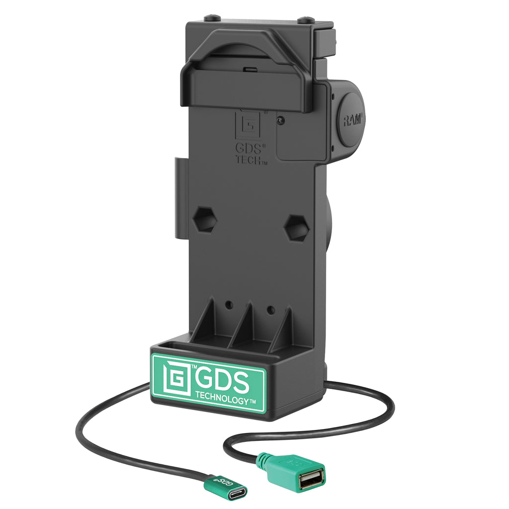 GDS® Uni-Conn™ Non-Locking Veerspringgeladen Stroom + Enkele USB-A Dock - RAM Mounts RAM-GDS-DOCK-V12-U1CPDU afbeelding 1
