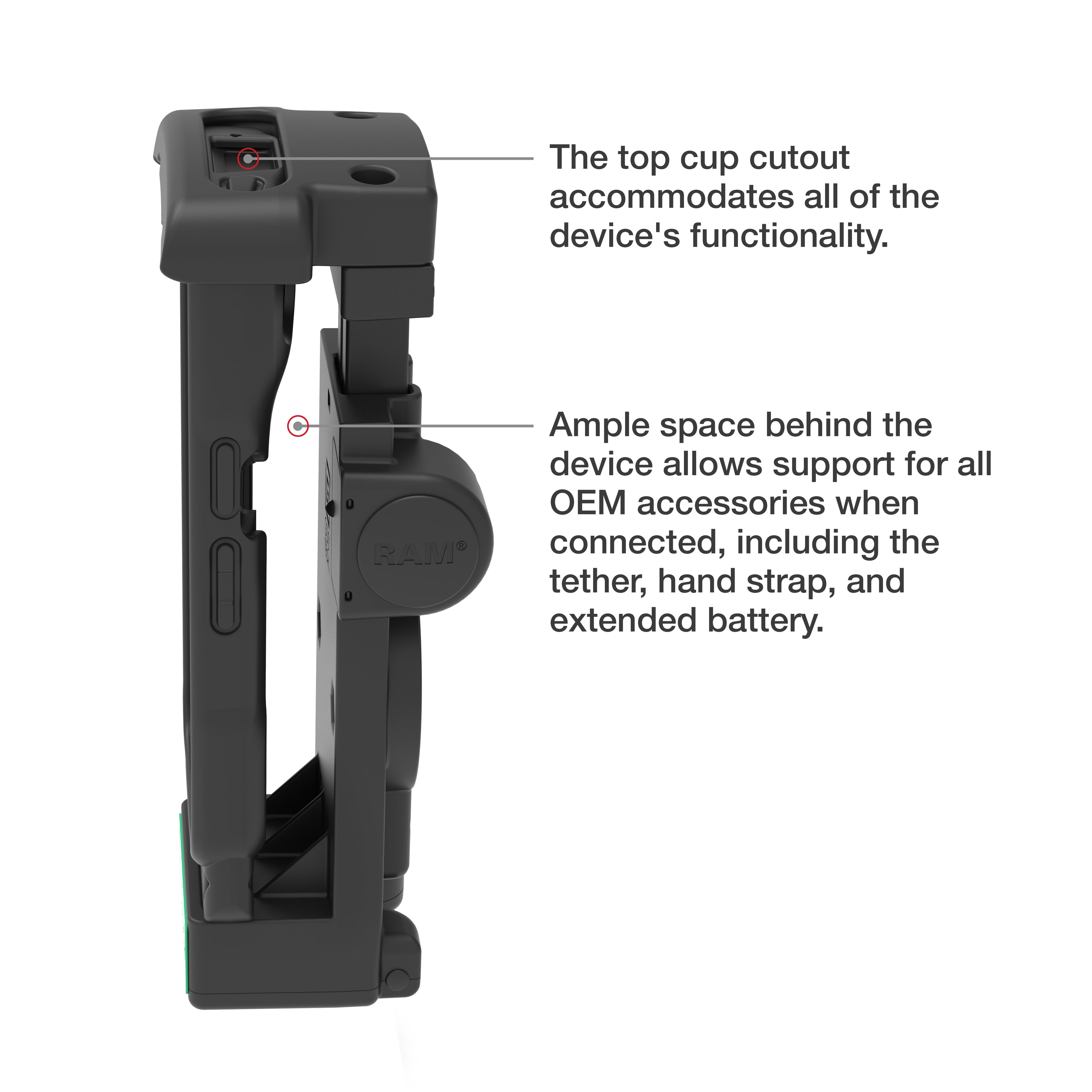 GDS® aangedreven dock voor Zebra TC2x & TC5x - RAM Mounts RAM-GDS-DOCK-V12-ZE2434CPU afbeelding 6