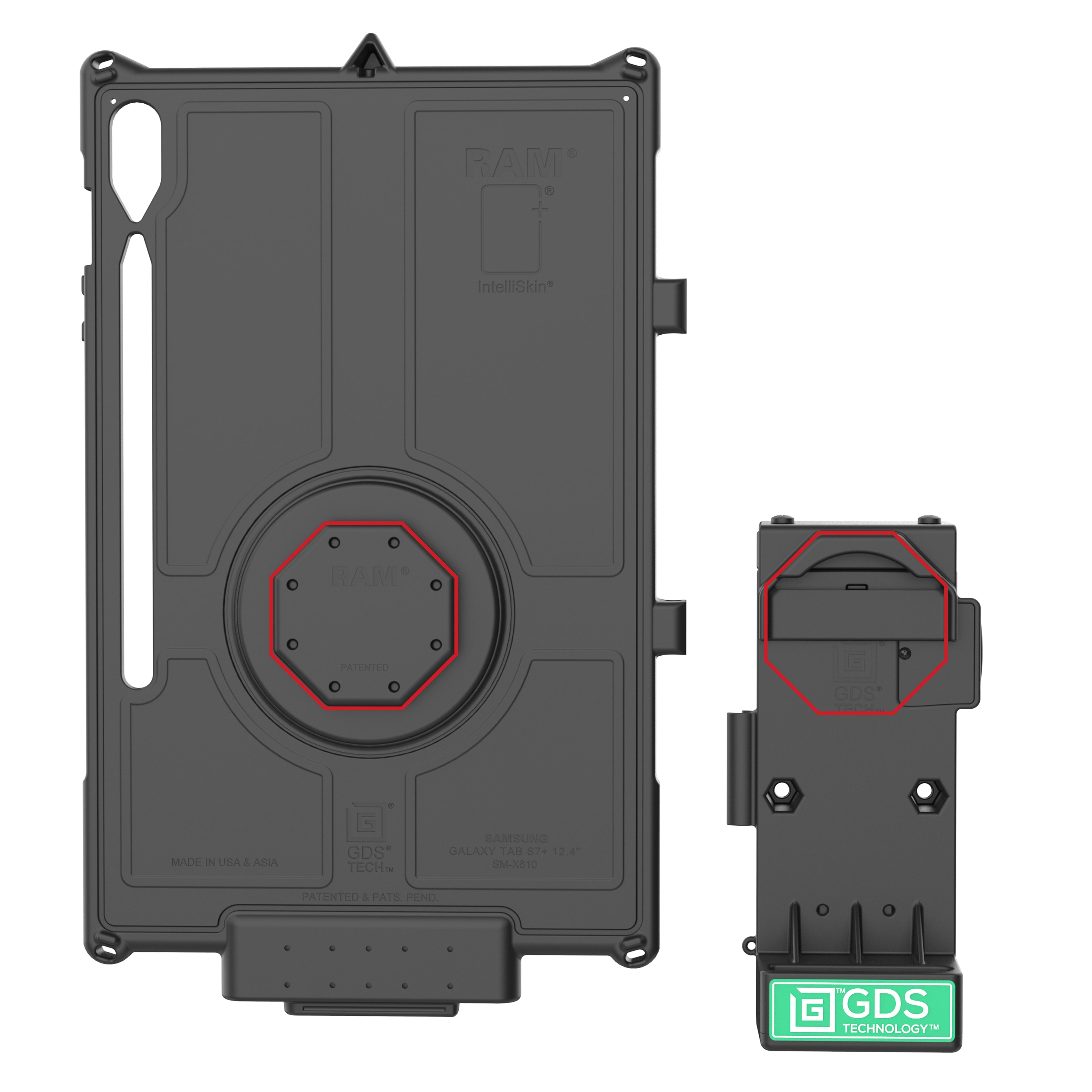 GDS® Uni-Conn™ Vergrendelbare veerbelaste stroom + USB-A dock - Verwarmde pennen - RAM Mounts RAM-GDS-DOCKL-V12-U1CPDHU afbeelding 4