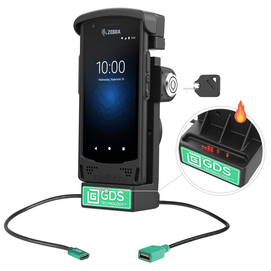 GDS® Vergrendelbaar Powered Dock + USB-A voor Zebra EC50/55 - Verwarmde Pinnen - RAM Mounts RAM-GDS-DOCKL-V12-ZE16CPDHU afbeelding 1