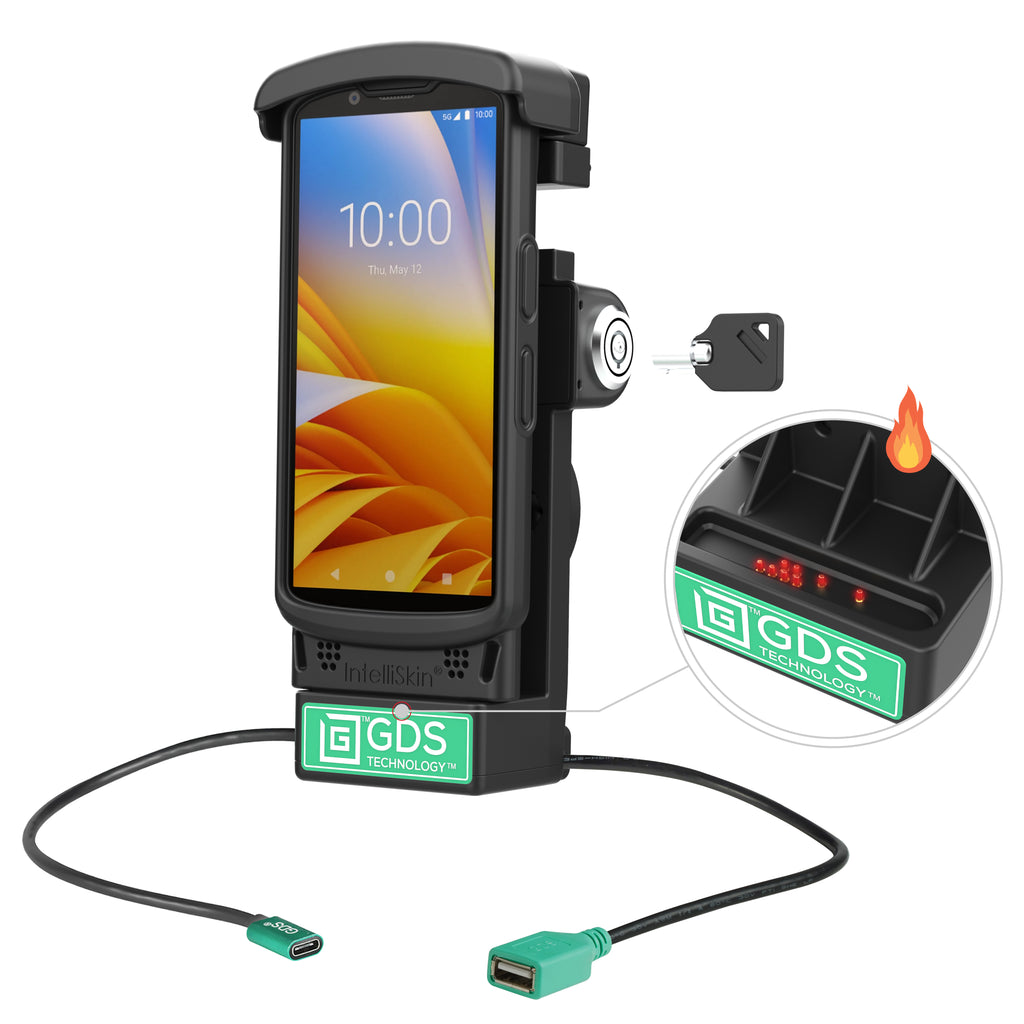 GDS® Vergrendelbaar Aangedreven Dock + USB-A voor Zebra TC2x & TC5x - Verwarmde Pinnen - RAM Mounts RAM-GDS-DOCKL-V12-ZE2434CPDHU afbeelding 1