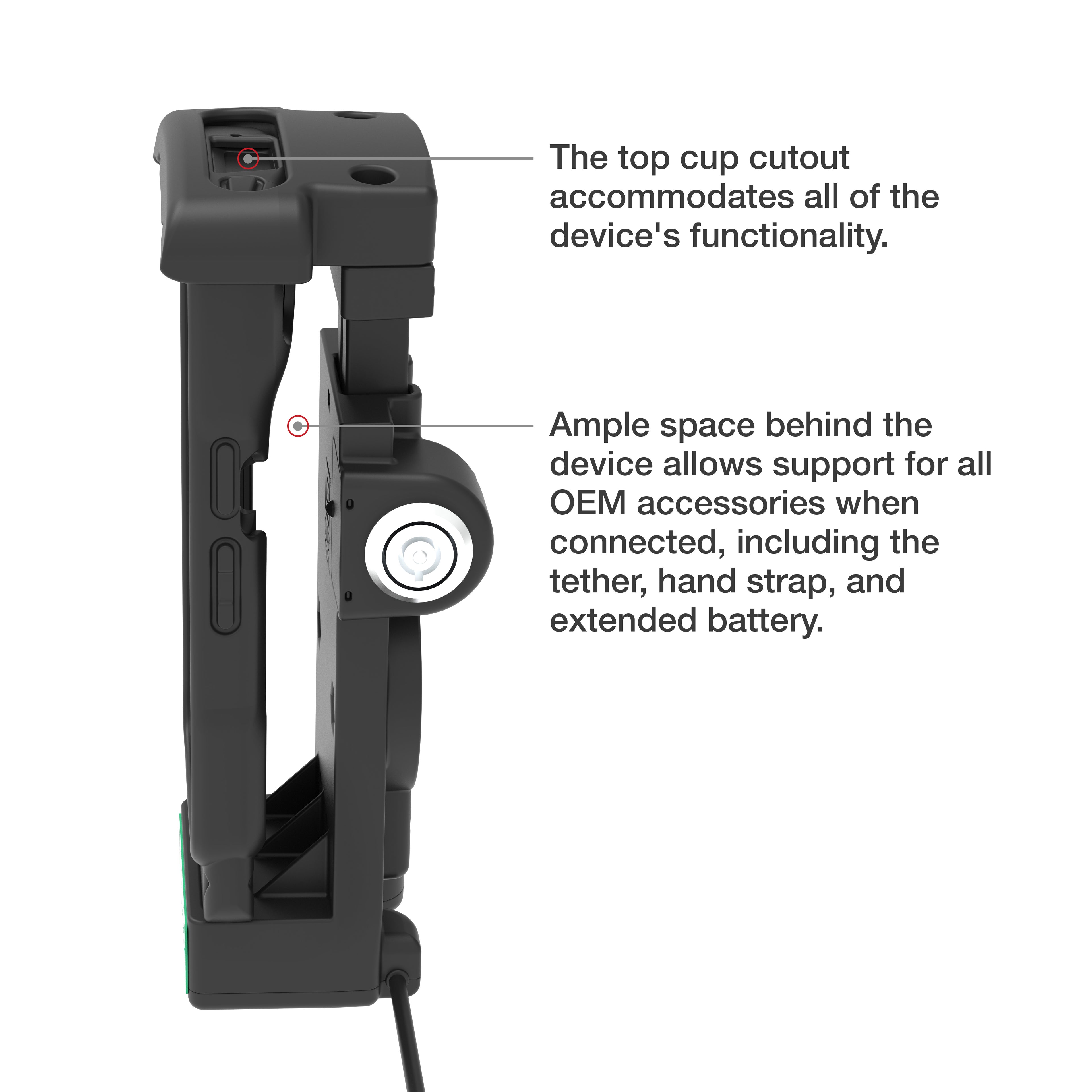 GDS® Vergrendelbaar Aangedreven Dock + USB-A voor Zebra TC2x & TC5x - Verwarmde Pinnen - RAM Mounts RAM-GDS-DOCKL-V12-ZE2434CPDHU afbeelding 6
