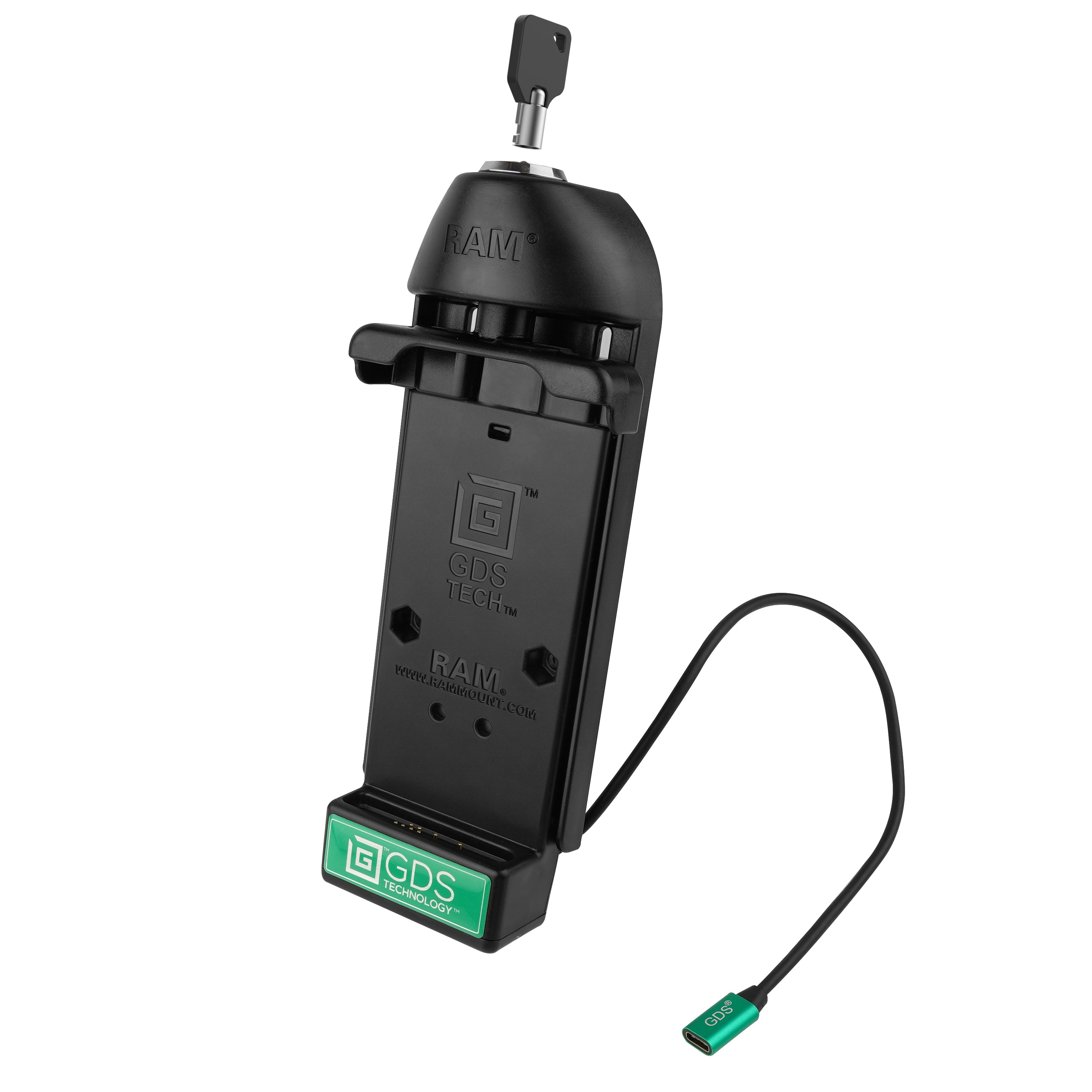 GDS slotvergrendelingsvoertuigtelefoonhouder met USB type c 20 voor intelliskin - RAM Mounts RAM-GDS-DOCKL-V3CPU