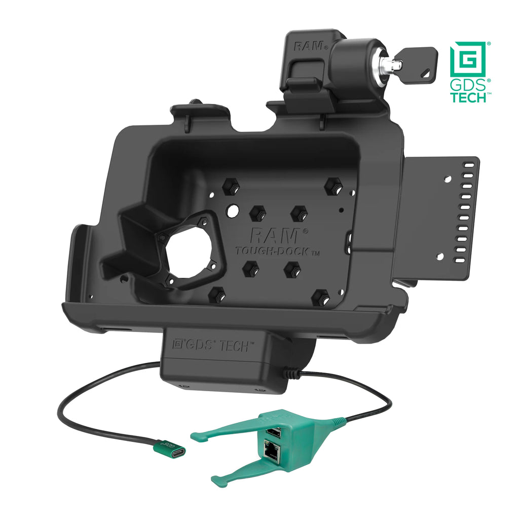 Vergrendelbare GDS® Dock + USB-A & RJ45 voor Zebra ET401 20,32 cm (8") met IntelliSkin® - RAM Mounts RAM-GDS-DOCKL-ZE20-RJ45AU afbeelding 2