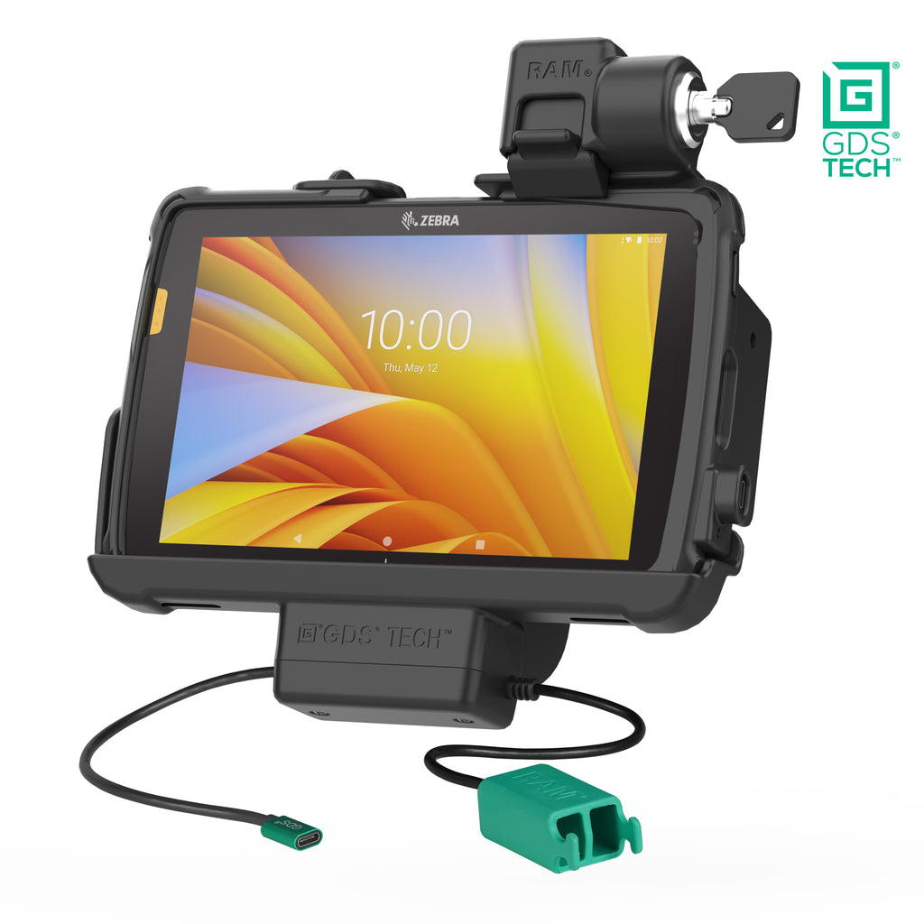 Vergrendelbaar GDS® dock + Duale USB voor Zebra ET401 & ET10,16 cm (4") X 20,32 cm (8") met IntelliSkin® - RAM Mounts RAM-GDS-DOCKL-ZE20PD2U afbeelding 1
