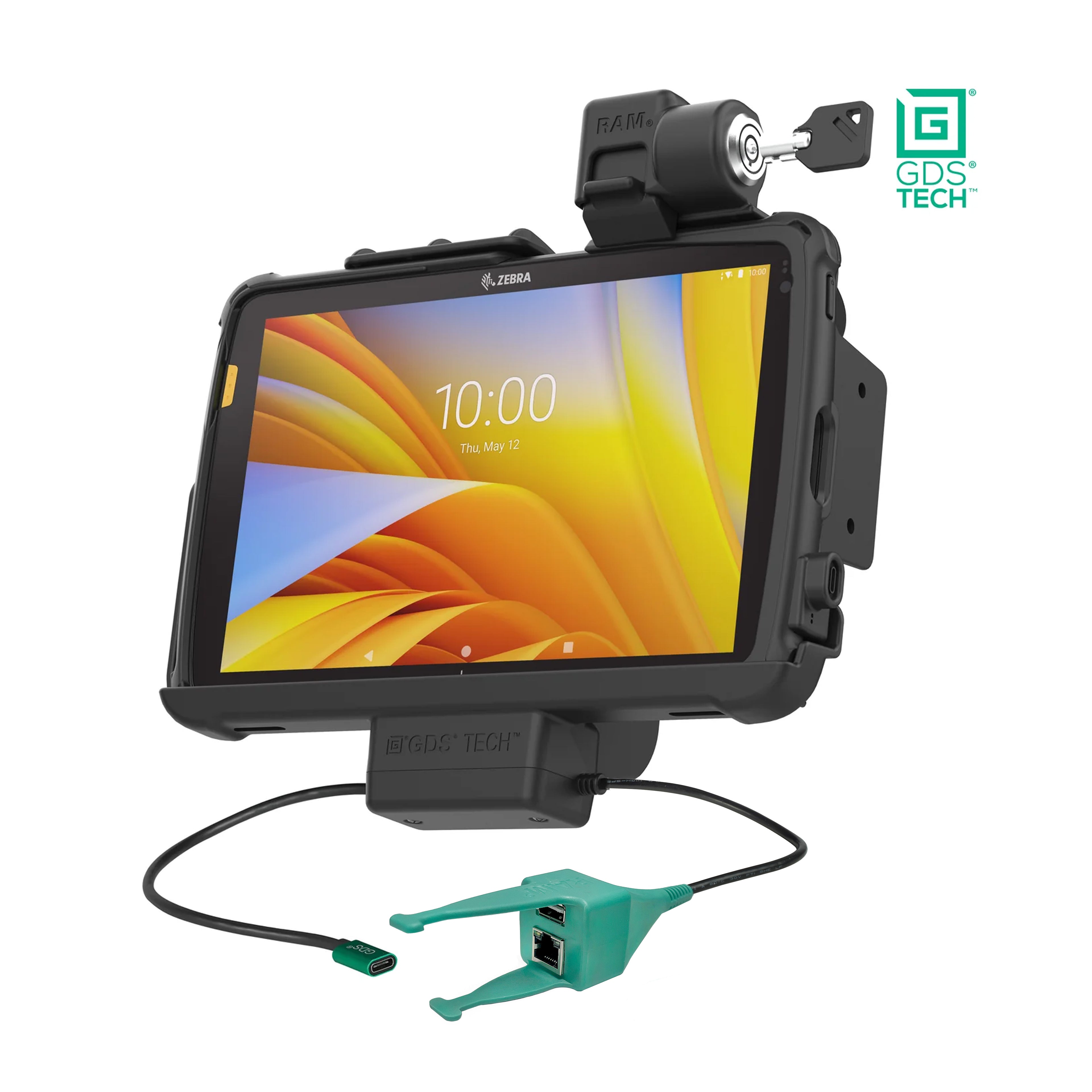 Vergrendelende GDS dock USB a RJ45 voor zebra ET401 2540 cm 10 met intelliskin - RAM Mounts RAM-GDS-DOCKL-ZE21-RJ45AU
