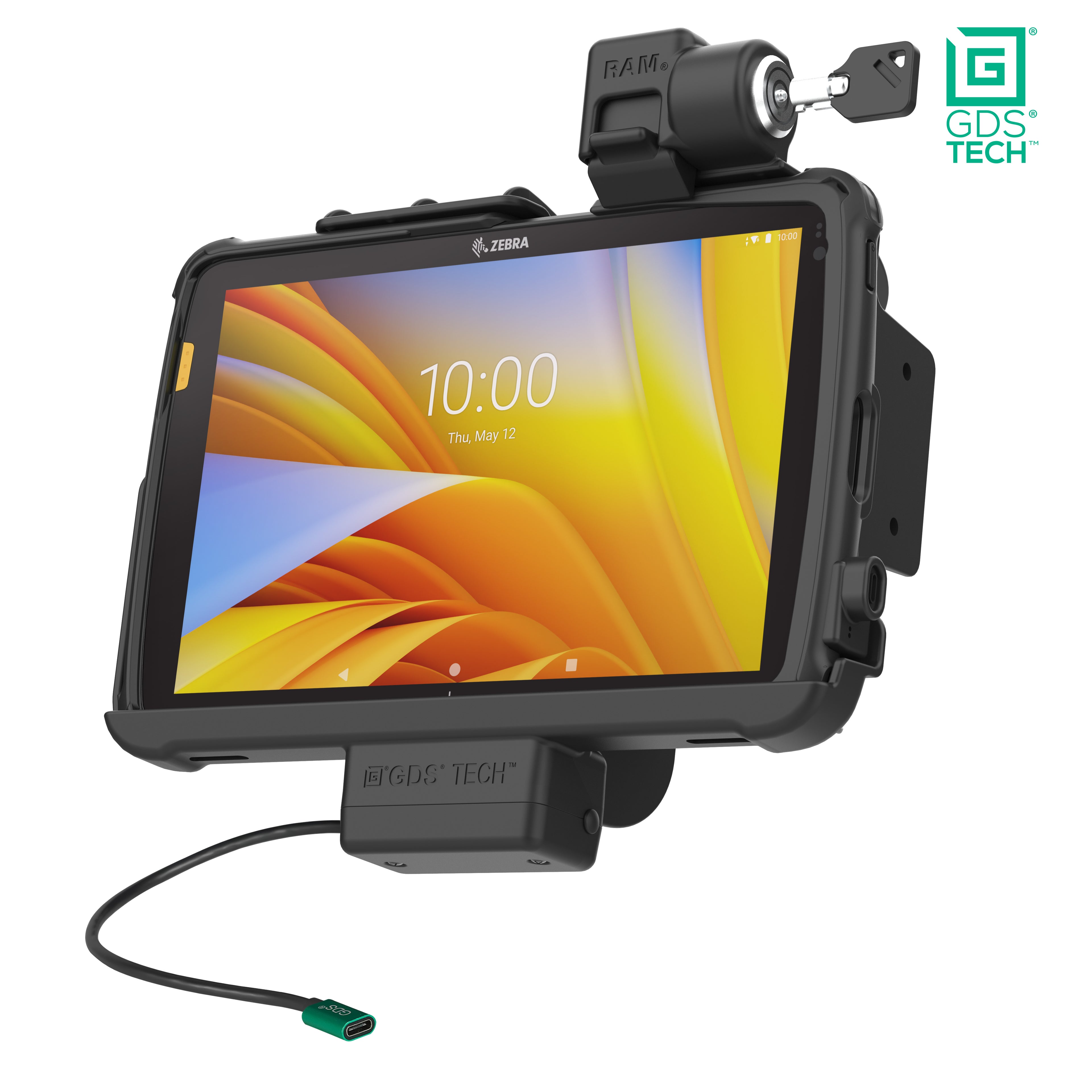Vergrendelbare GDS® Powered oplaadstation voor Zebra ET401 & ET10,16 cm (4") X 25,40 cm (10") met IntelliSkin® - RAM Mounts RAM-GDS-DOCKL-ZE21PU afbeelding 1