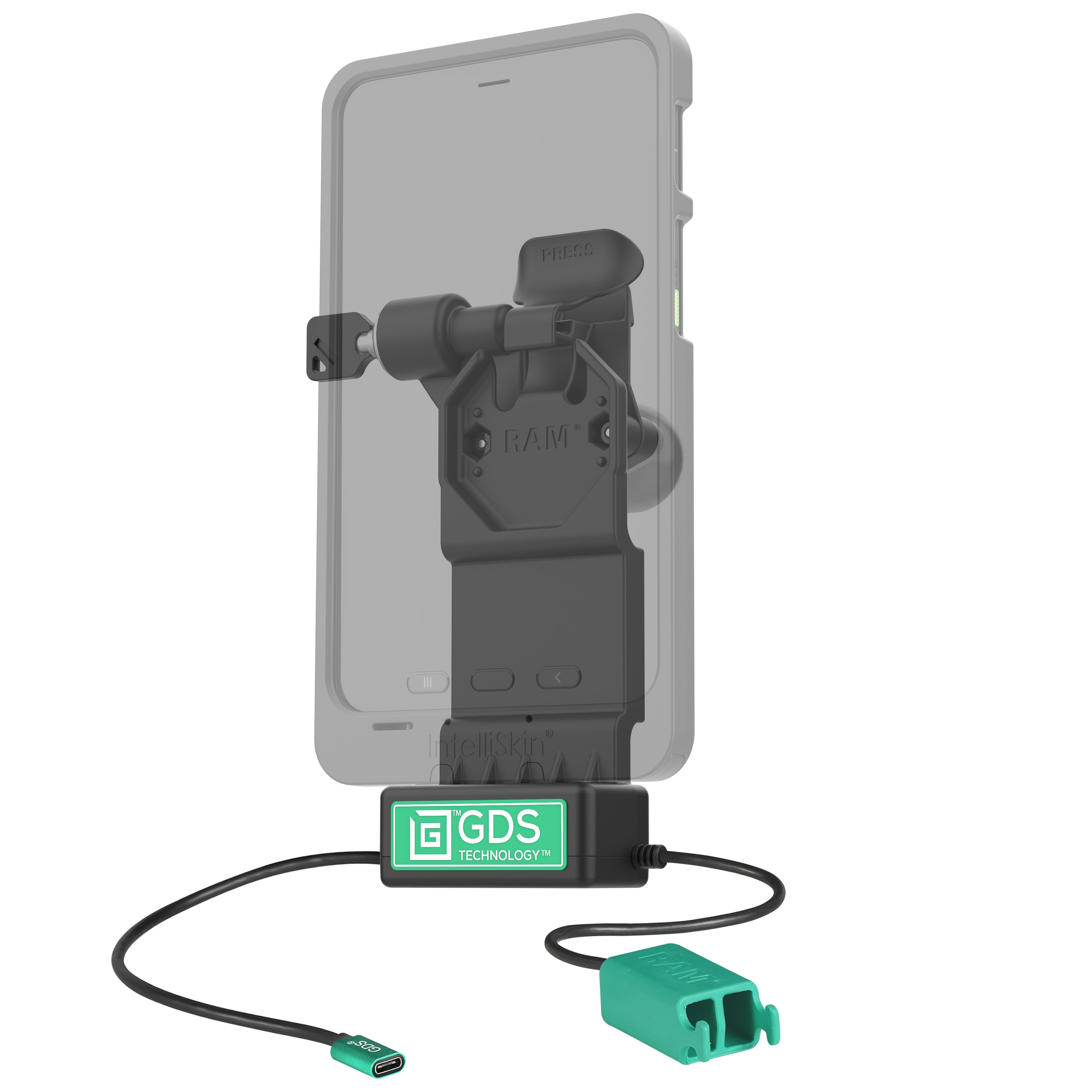 GDS® Uni-Conn™ Links Vergrendelingsdock + Dubbele USB-A met Ontgrendelingshendel - RAM Mounts RAM-GDS-DOCKLL-U1CD2U afbeelding 2