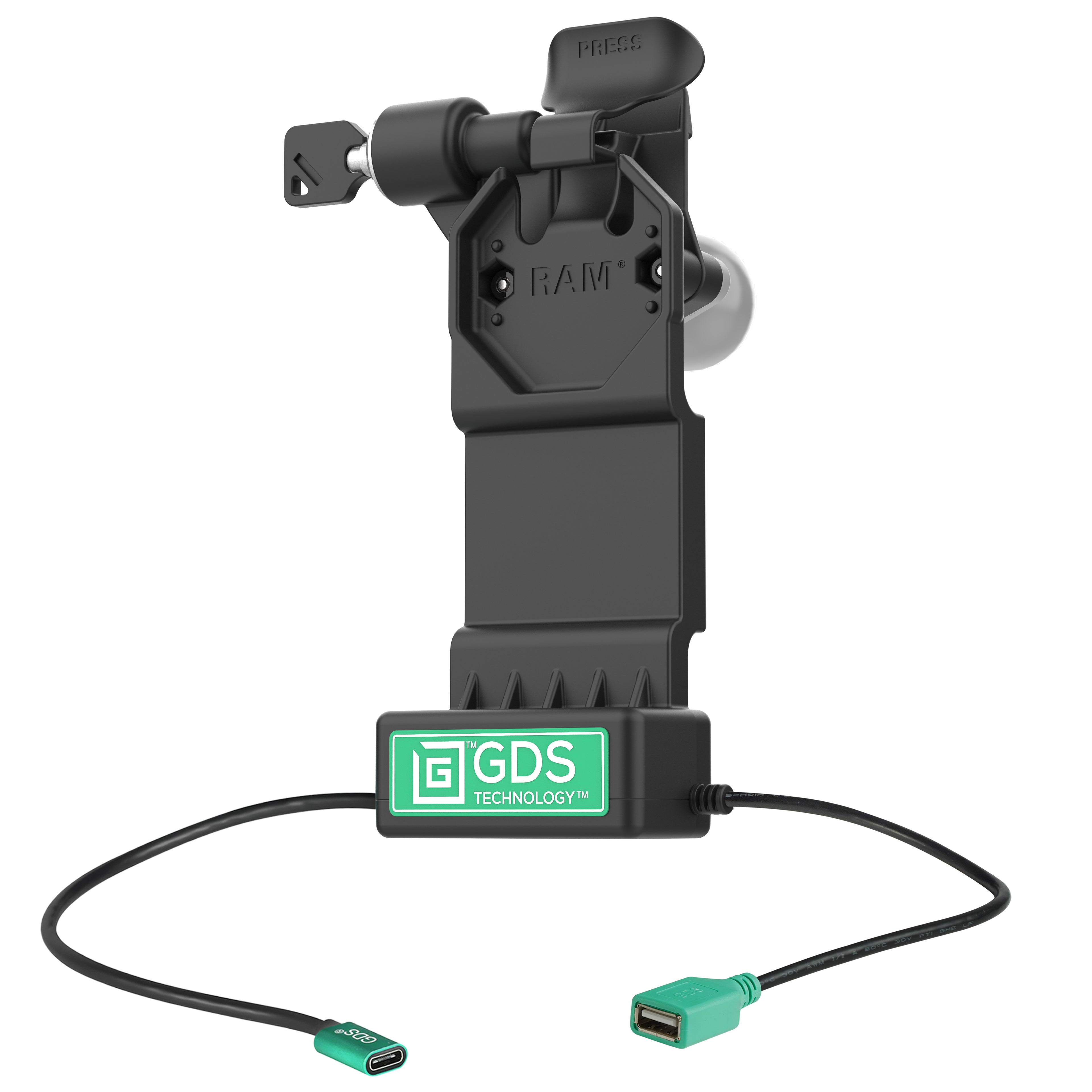 GDS® Uni-Conn™ Links vergrendelbaar dock + enkele USB-A met ontgrendelingshendel - RAM Mounts RAM-GDS-DOCKLL-U1CDU afbeelding 1