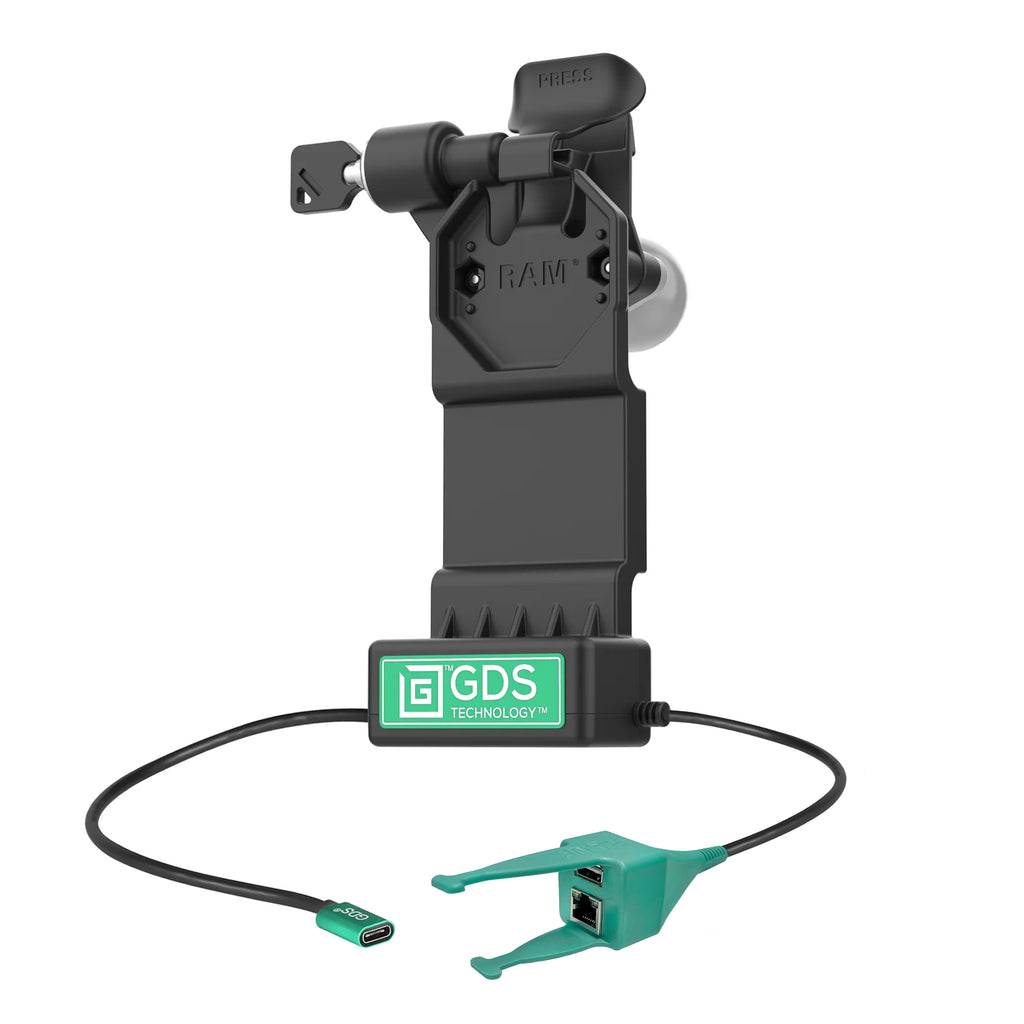 GDS uni conn links vergrendelingsdock USB a RJ45 met ontgrendelingshendel - RAM Mounts RAM-GDS-DOCKLL-U1CP-RJ45AU