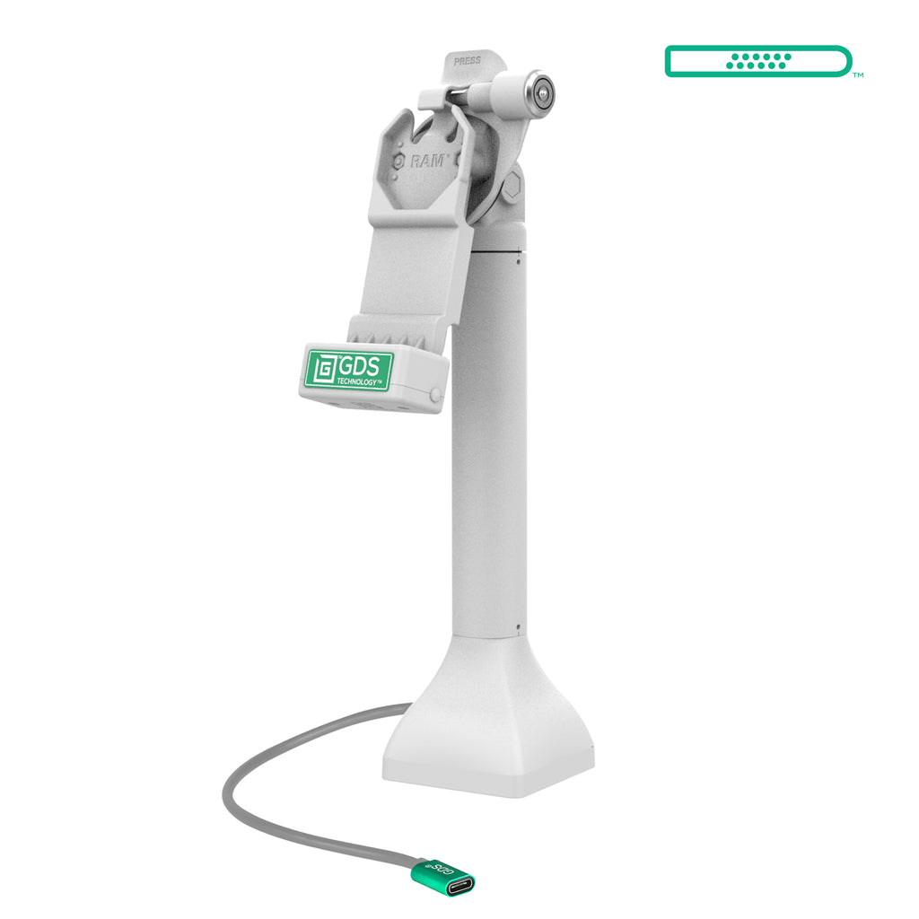 GDS® Uni-Conn™ 35,56 cm (14") Pedestal-Dock met slot en oplaadfunctie via USB-C - Grijs - RAM Mounts RAM-GDS-DOCKLR-D11-14-U1C-GRY afbeelding 1