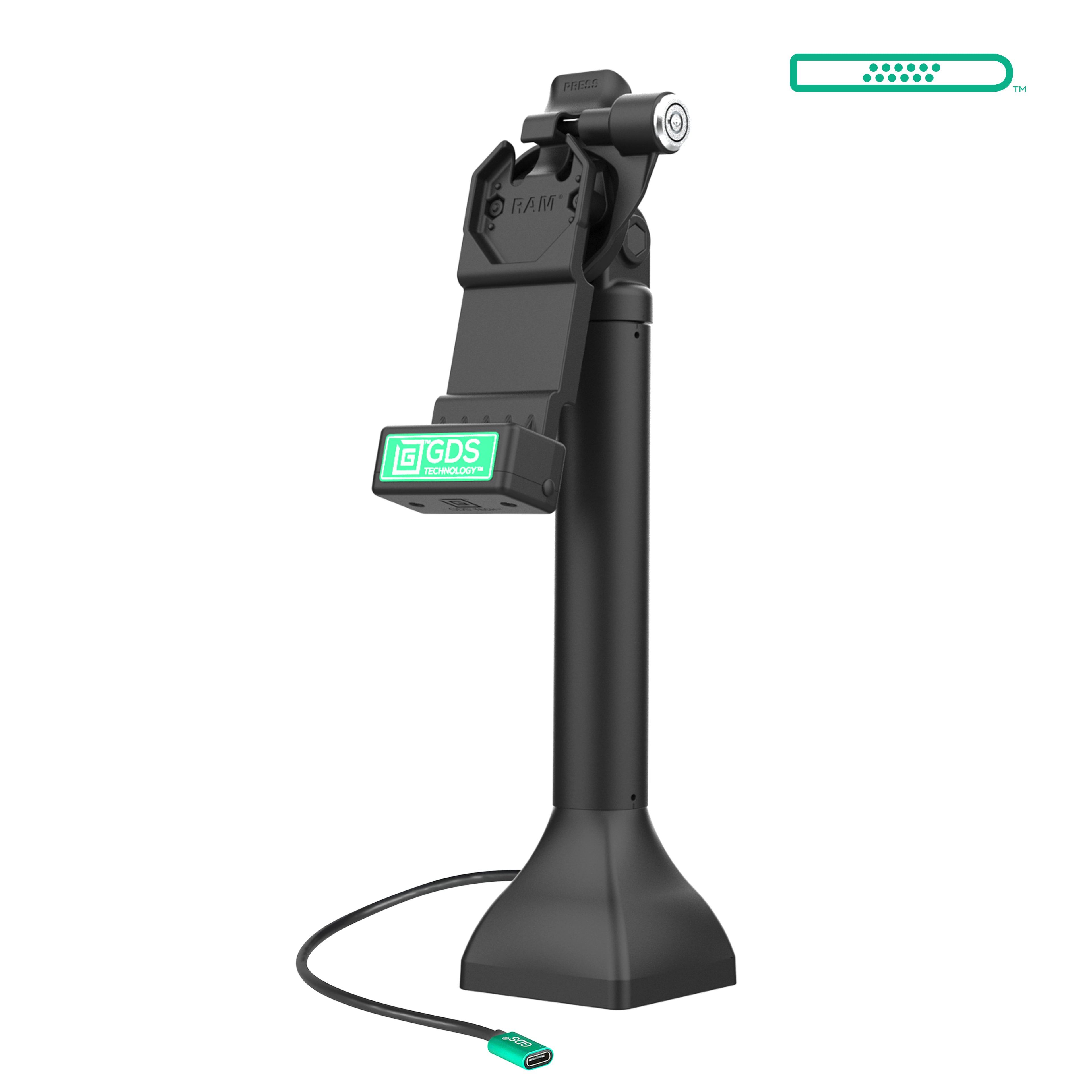 GDS uni conntrade 3556 cm 14 pedestal dock met slot en oplaadfunctie voor USB-C - RAM Mounts RAM-GDS-DOCKLR-D11-14-U1C