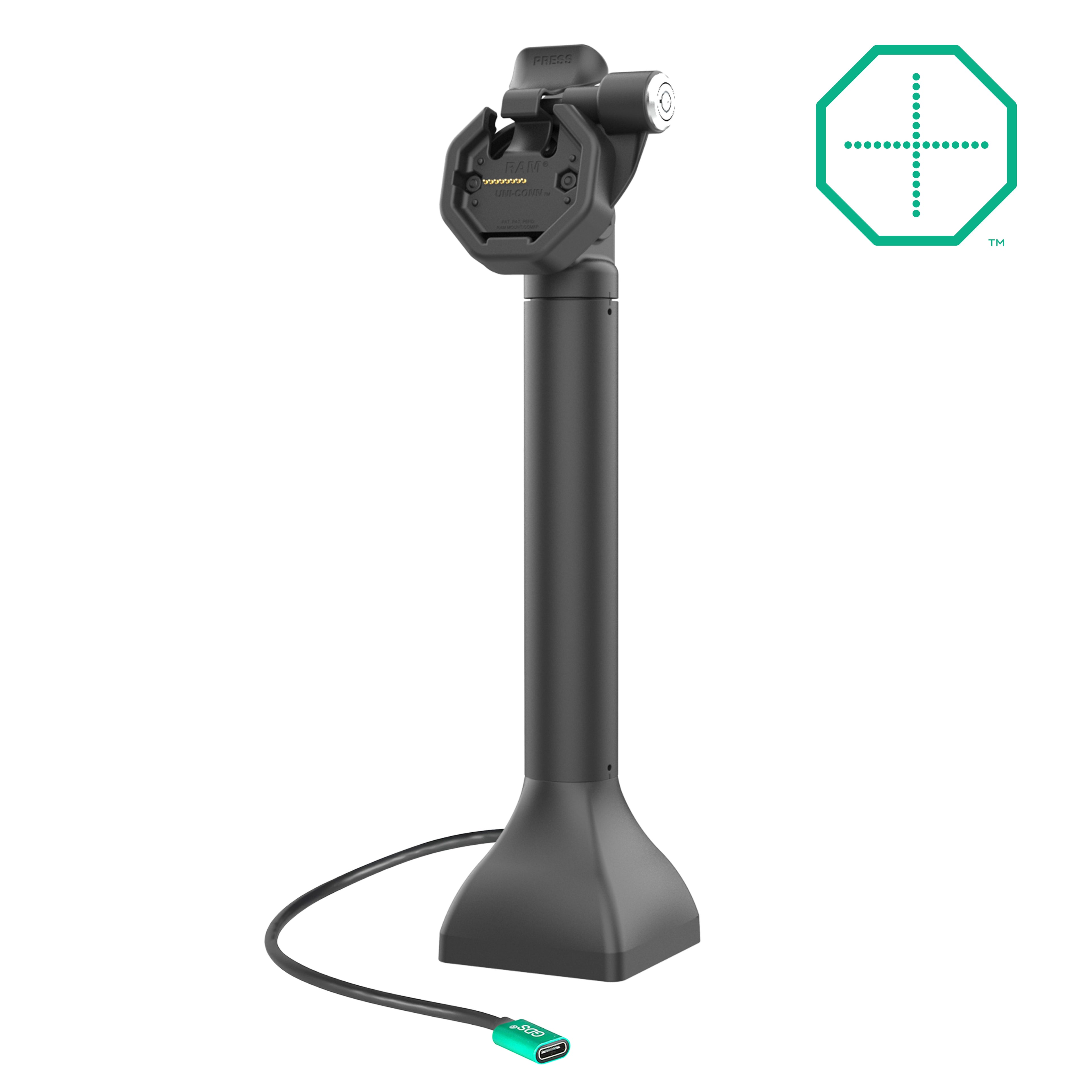 GDS® Uni-Conn™ 35,56 cm (14") Pedestal dock met slot en oplaadfunctie via USB-C - RAM Mounts RAM-GDS-DOCKLR-D11-14-U3C afbeelding 1