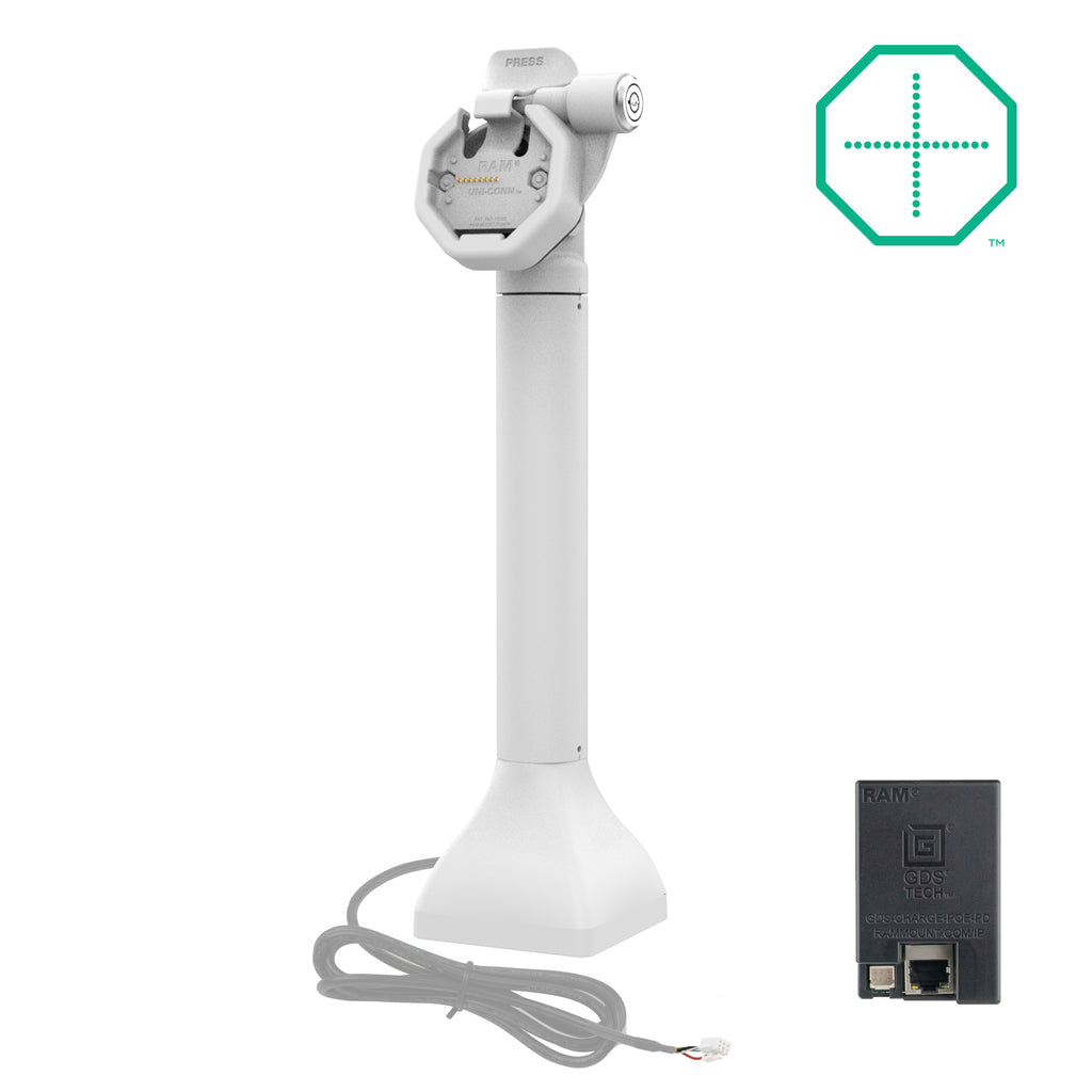 GDS® Uni-Conn™ 35,56 cm (14") Pedestal-Dock met slot en oplaadfunctie via PoE - Grijs - RAM Mounts RAM-GDS-DOCKLR-D11-14-U3E-GRY afbeelding 1