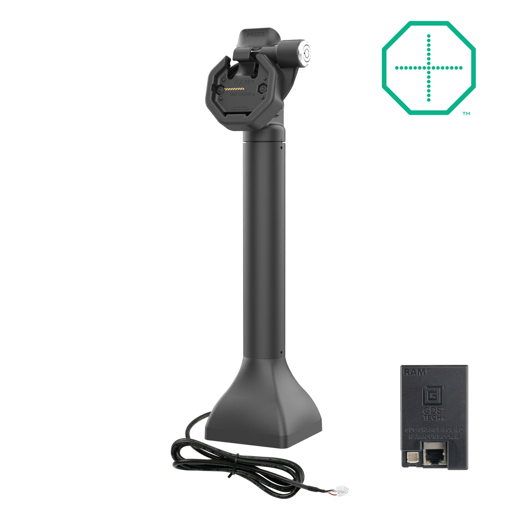GDS® Uni-Conn™ 35,56 cm (14") Pedestal Dock met slot en oplaadfunctie via PoE - RAM Mounts RAM-GDS-DOCKLR-D11-14-U3E afbeelding 1