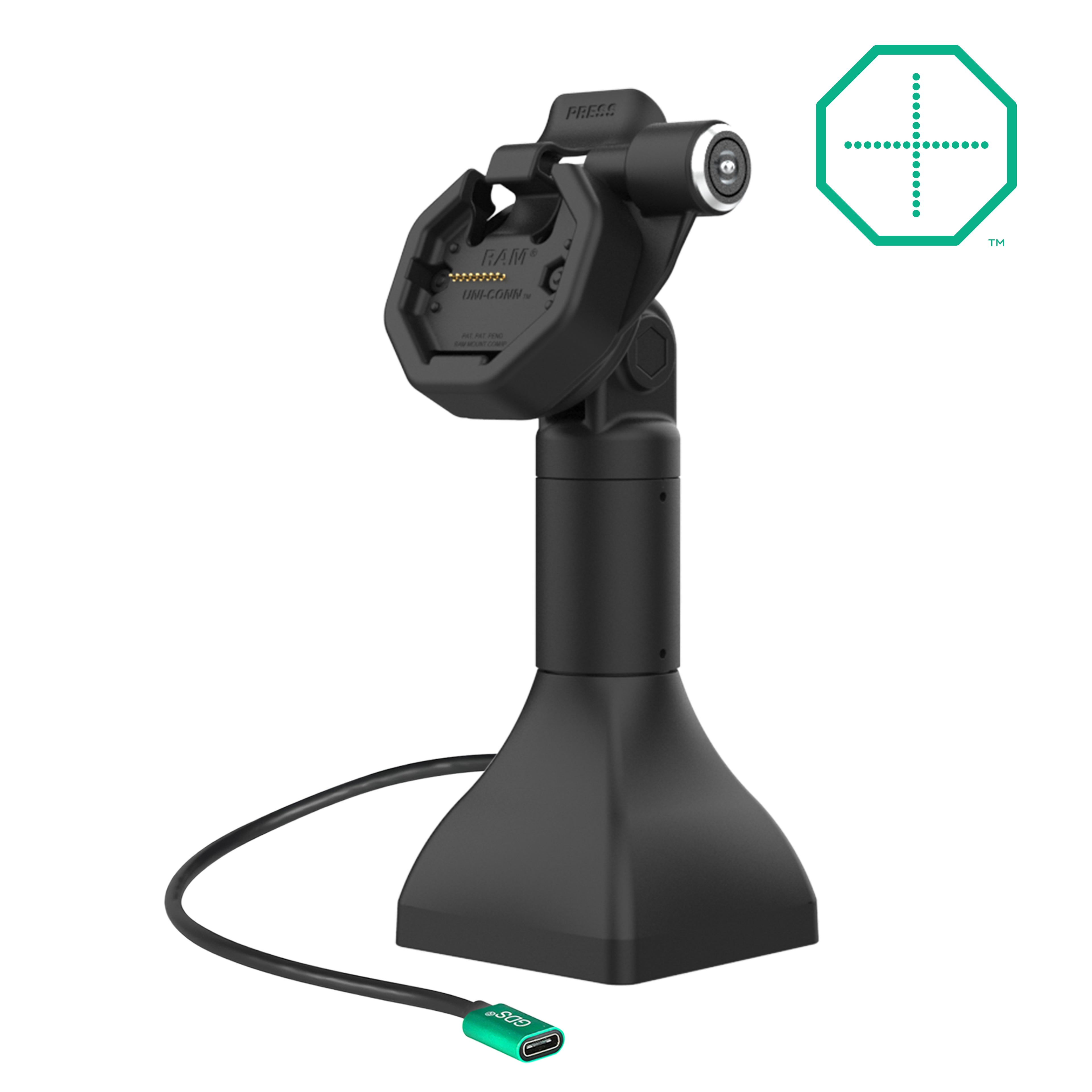 GDS uni conntrade 1778 cm 7 pedestal dock met slot en oplaadfunctie via USB-C - RAM Mounts RAM-GDS-DOCKLR-D11-7-U3C
