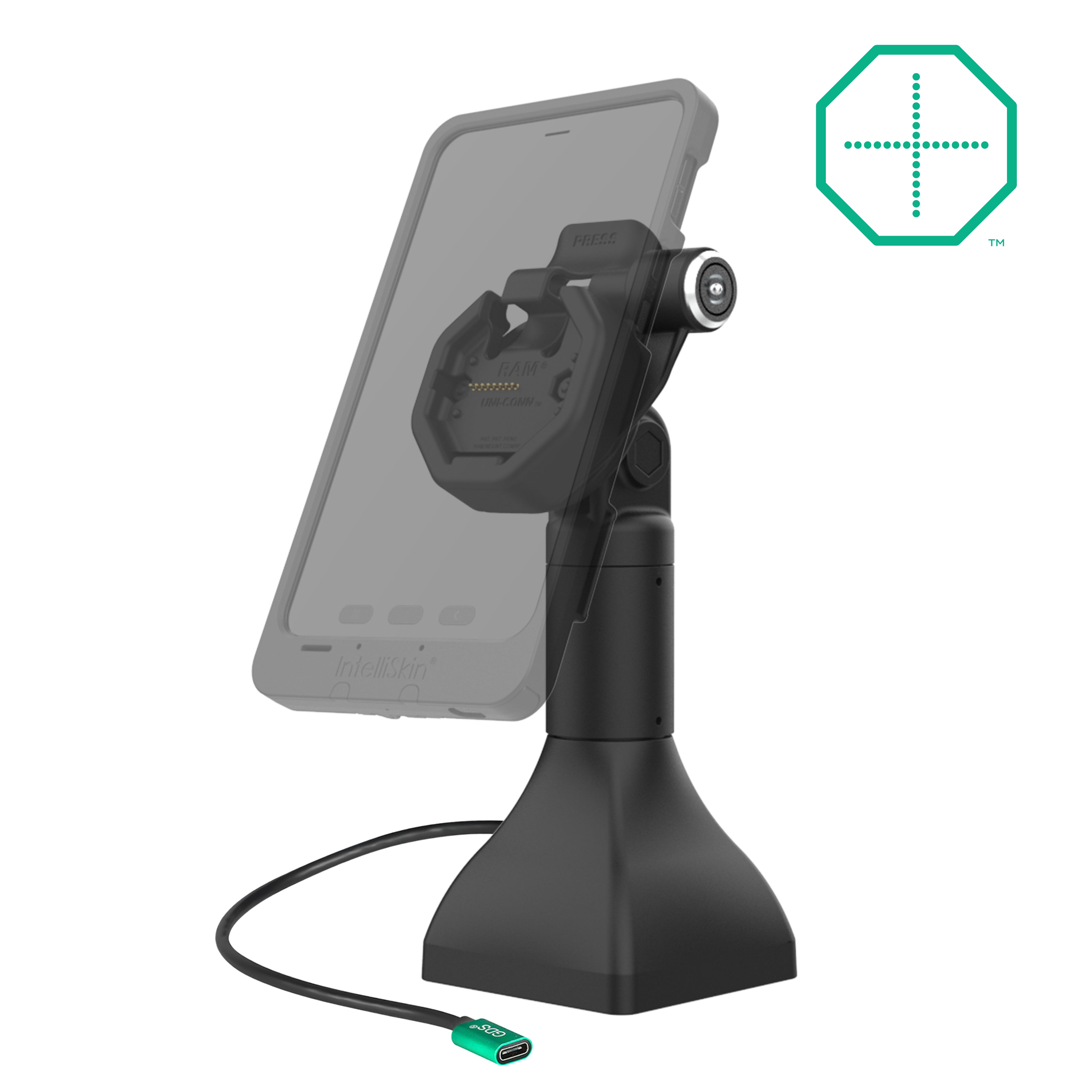 GDS® Uni-Conn™ 17,78 cm (7") Pedestal Dock met slot en oplaadfunctie via USB-C - RAM Mounts RAM-GDS-DOCKLR-D11-7-U3C afbeelding 2