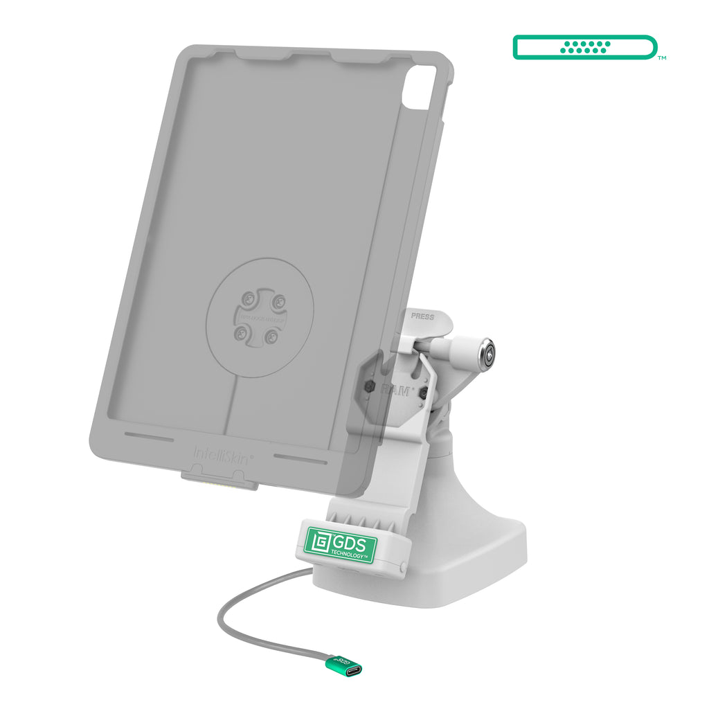 GDS® Uni-Conn™ Kantel- en Draai Kiosk Dock met slot en oplaadfunctie via USB-C - Grijs - RAM Mounts RAM-GDS-DOCKLR-D14-U1C-GRY afbeelding 2