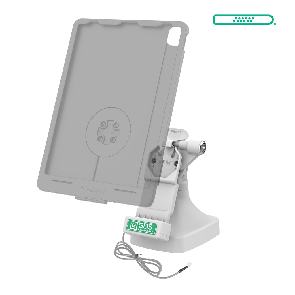 GDS® Uni-Conn™ Kantel- en Draai Kiosk Dock met slot en oplaadfunctie via PoE + Data - Grijs - RAM Mounts RAM-GDS-DOCKLR-D14-U1E-2A-GRY afbeelding 2