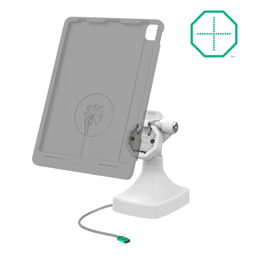 GDS® Uni-Conn™ Kantel- en Draai Kiosk Dock met slot en oplaadfunctie via USB-C - Grijs - RAM Mounts RAM-GDS-DOCKLR-D14-U3C-GRY afbeelding 2