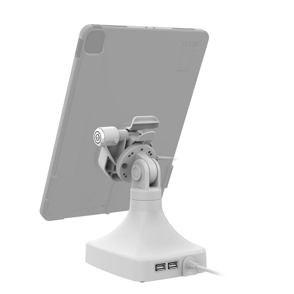 GDS® Uni-Conn™ Kantel- en Draai Kiosk Dock met slot en oplaadfunctie via PoE - Grijs - RAM Mounts RAM-GDS-DOCKLR-D14-U3E-GRY afbeelding 4