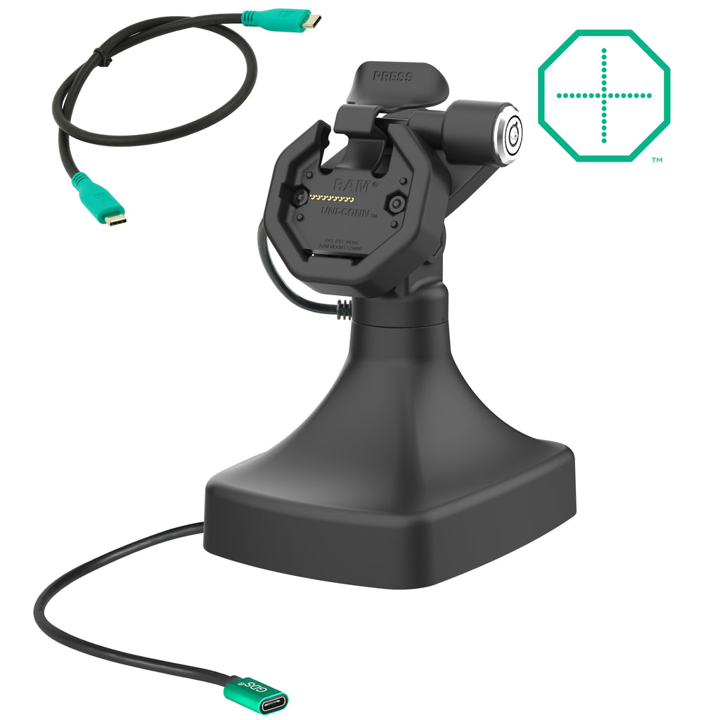 GDS uni conntrade kantel en draai kiosk dock met slot en oplaadfunctie via USB-C - RAM Mounts RAM-GDS-DOCKLR-D14-U3C