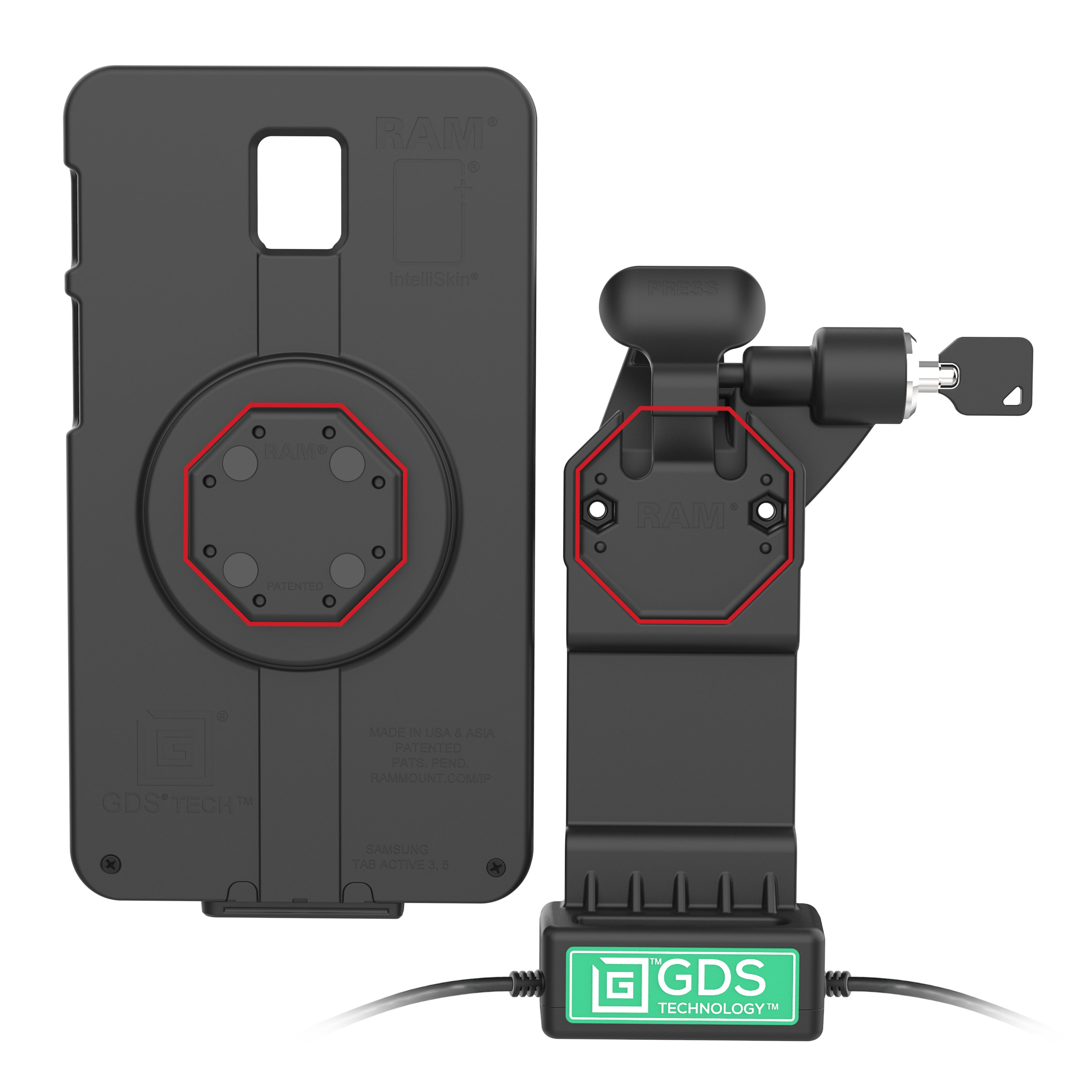 GDS® Uni-Conn™ Rechts Vergrendelbaar Dock + Enkele USB-A met Ontgrendelingshendel - RAM Mounts RAM-GDS-DOCKLR-U1CDU afbeelding 3