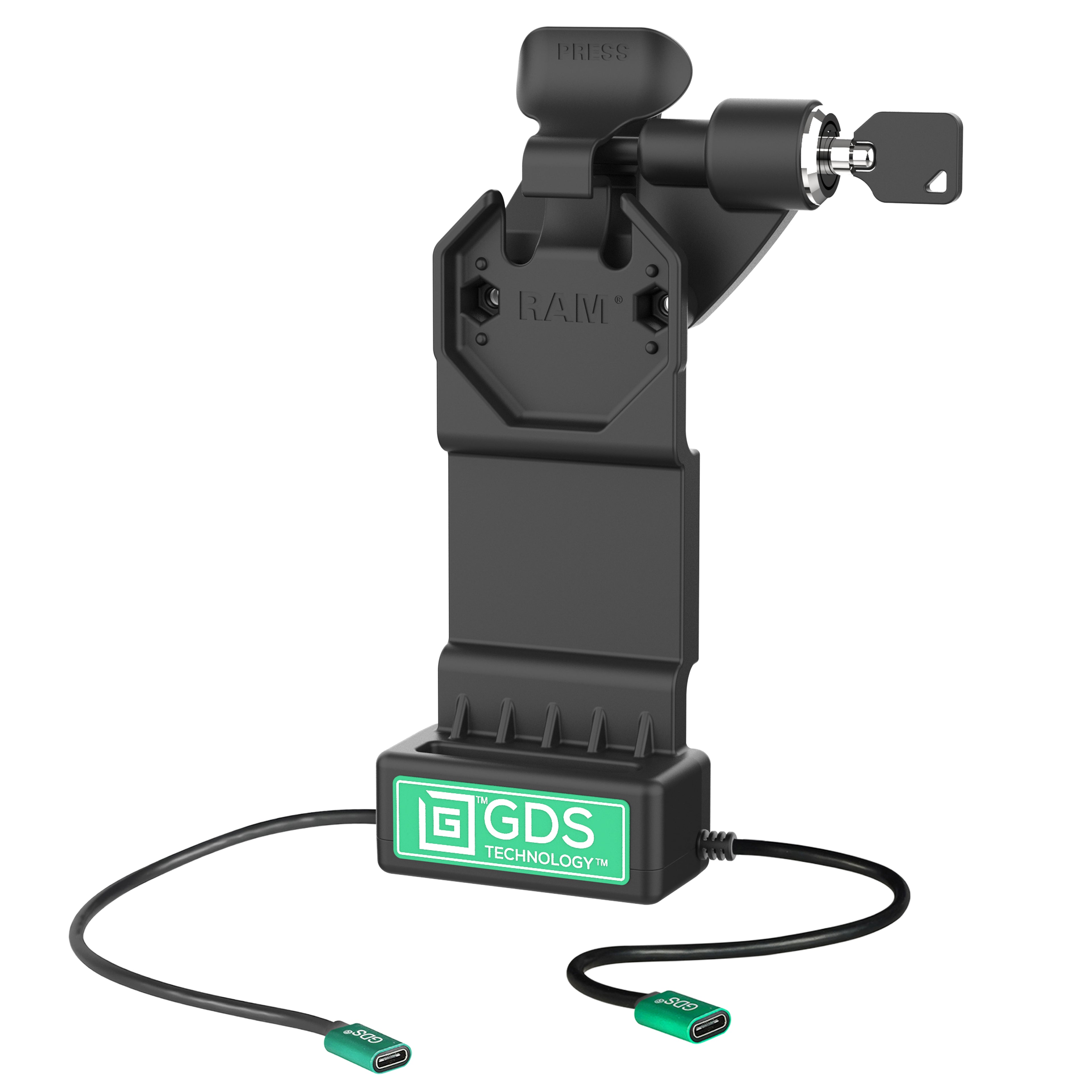 GDS® Uni-Conn™ Rechter vergrendelend dock + enkele USB-C met ontgrendelingshendel - RAM Mounts RAM-GDS-DOCKLR-U1CP-CU afbeelding 1