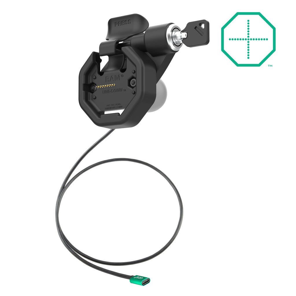 GDS® Uni-Conn™ Gegelijkspanningsrechter vergrendelingsknicksnelpaneel met USB-C-connector - RAM Mounts RAM-GDS-DOCKLR-U3CPU afbeelding 1