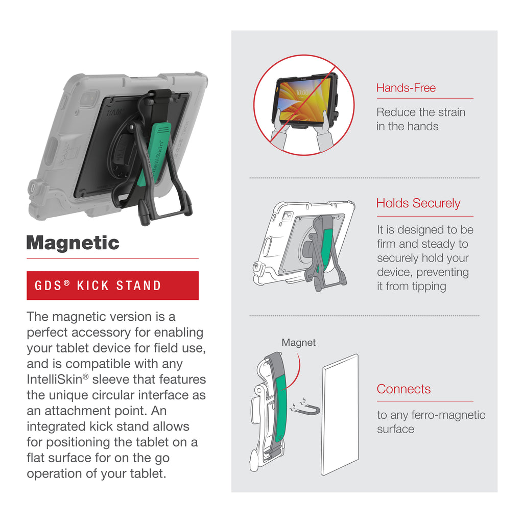 GDS® Hand-Stand™ Magnetisch Accessoire voor Zebra ET401 & ET10,16 cm (4") X 25,40 cm (10") Tablet - RAM Mounts RAM-GDS-HS1M-ZE21U afbeelding 3