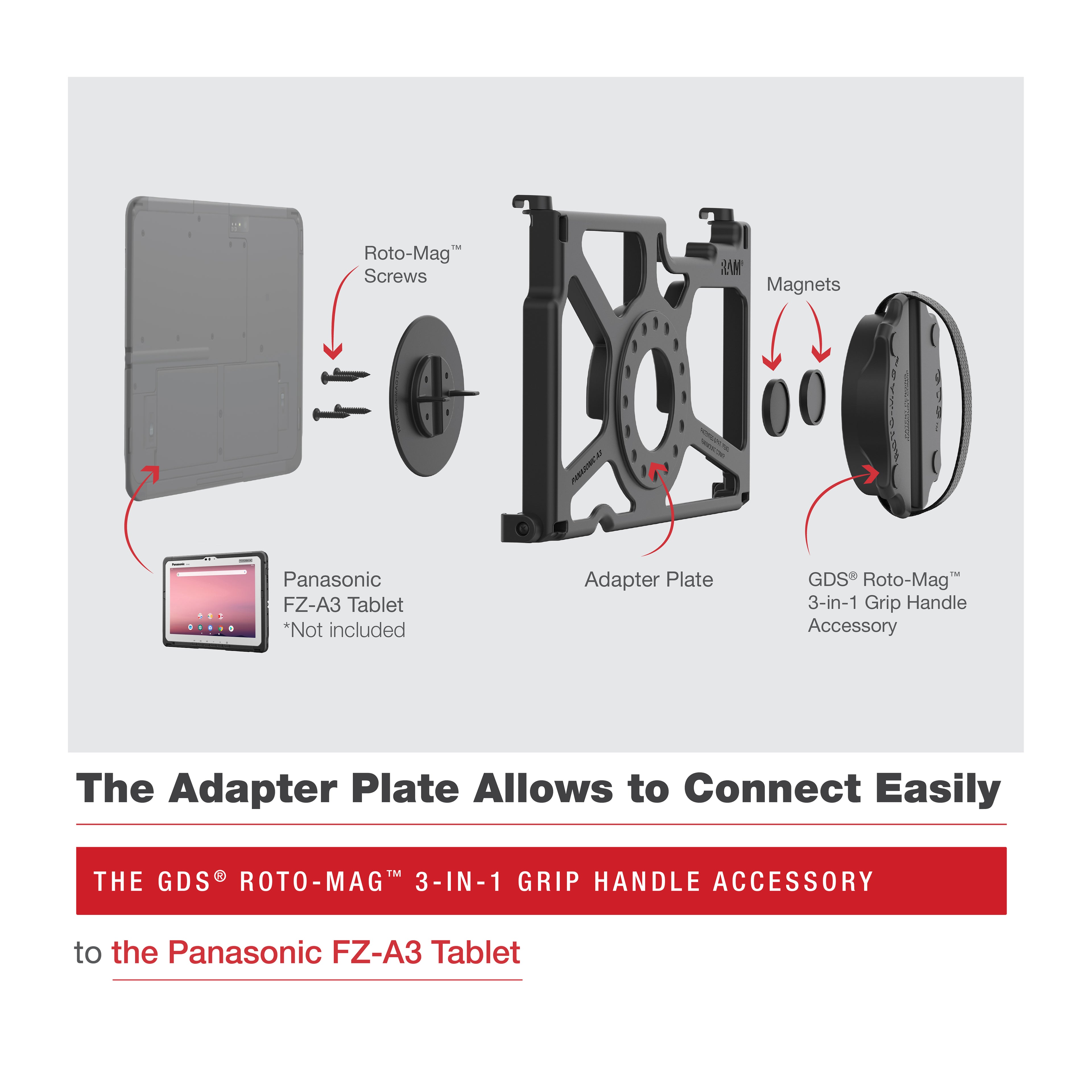 GDS® Roto-Mag™ 3-in-1 Accessoire voor Panasonic FZ-A3 - RAM Mounts RAM-GDS-ROTO2-PAN16U afbeelding 5