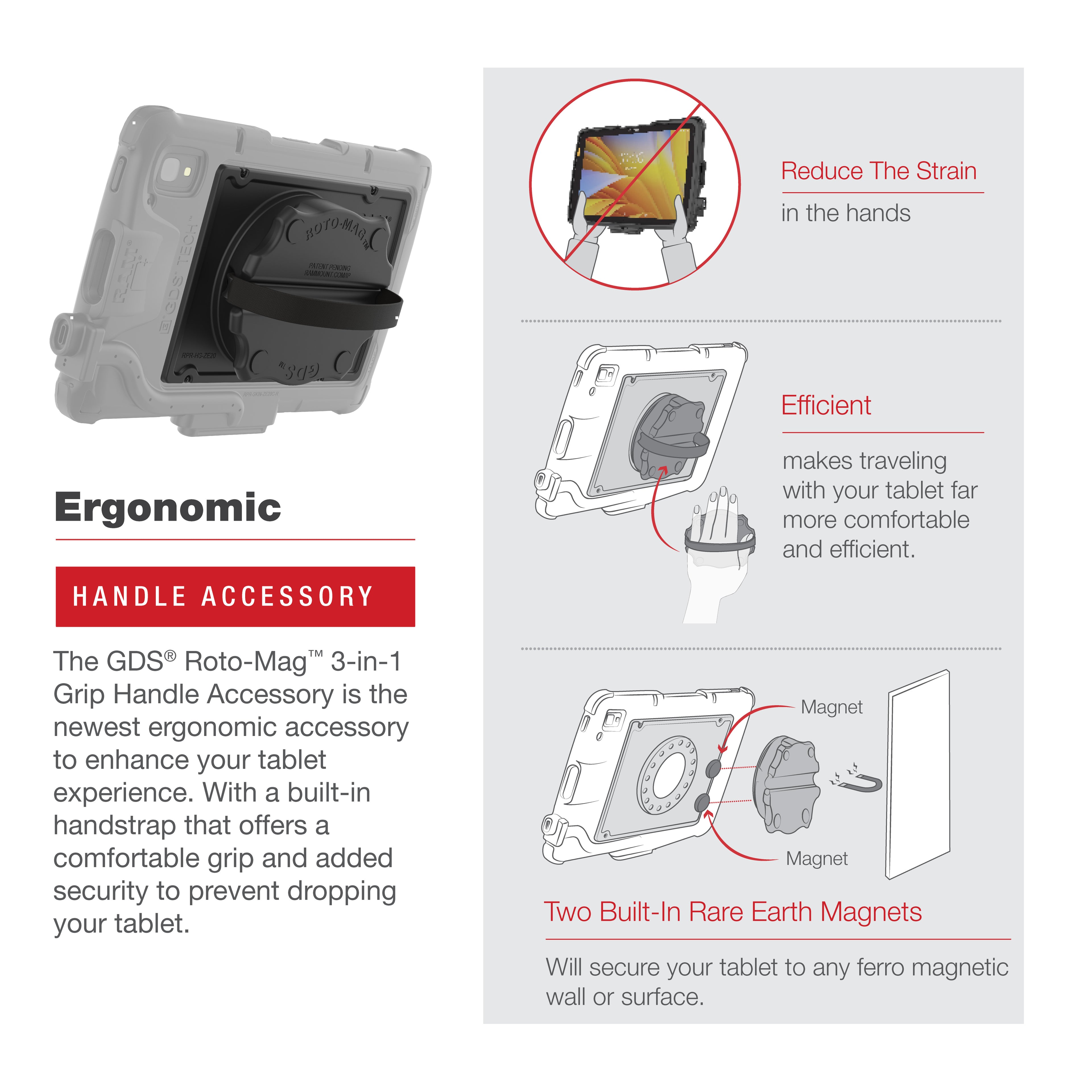 GDS® Roto-Mag™ 3-in-1 Handriem Accessoire voor Zebra ET4x 8" Tablet - RAM Mounts RAM-GDS-ROTO2-ZE20U afbeelding 3
