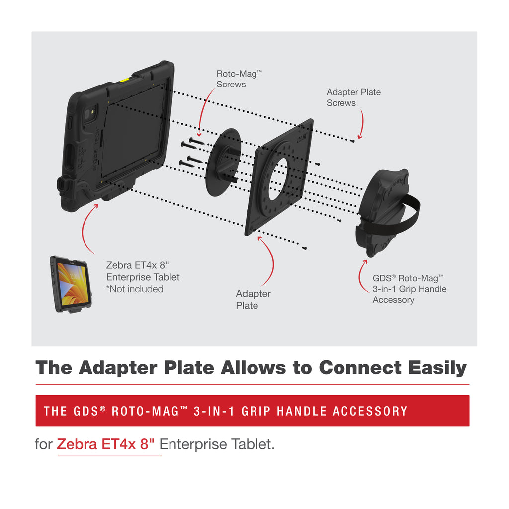 GDS® Roto-Mag™ 3-in-1 Handriem Accessoire voor Zebra ET4x 8" Tablet - RAM Mounts RAM-GDS-ROTO2-ZE20U afbeelding 4