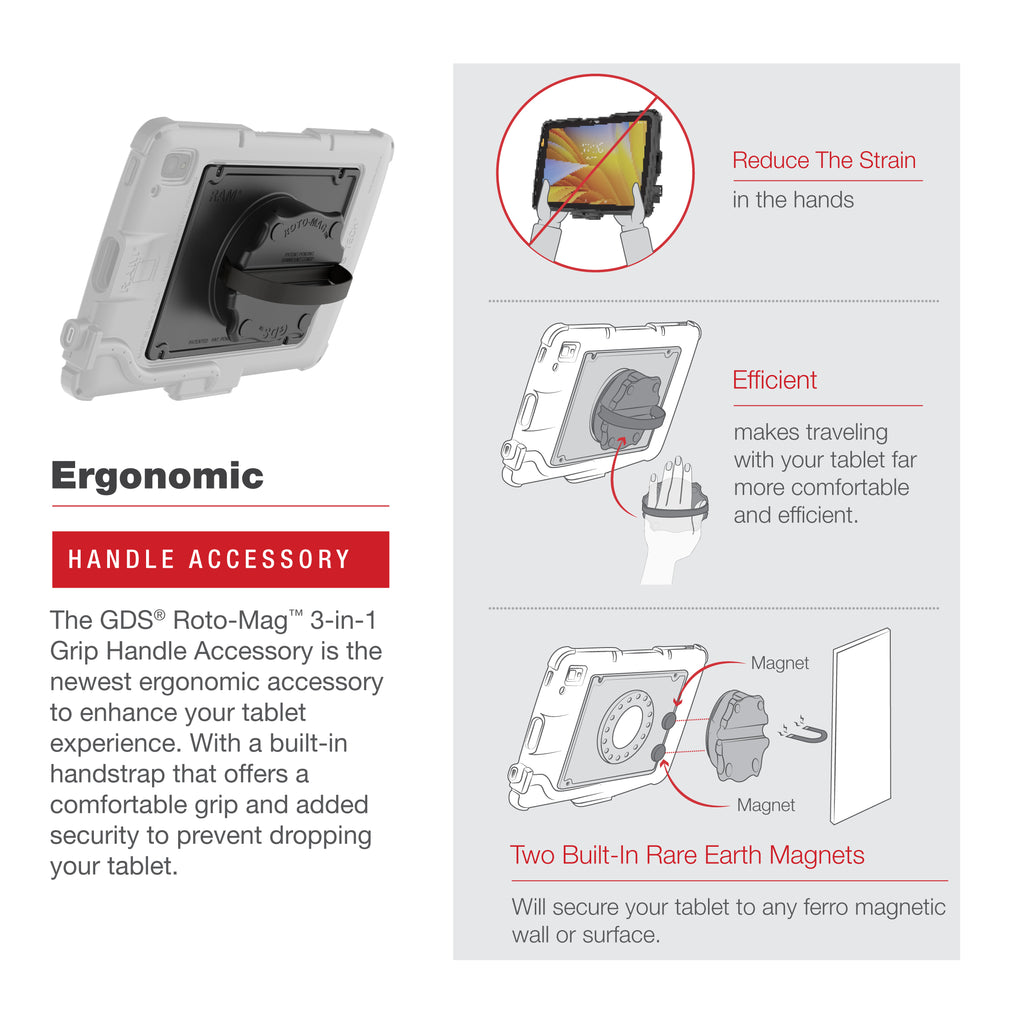 GDS® Roto-Mag™ 3-in-1 Greep Handvat Accessoire voor Zebra ET4x 10" Tablet - RAM Mounts RAM-GDS-ROTO2-ZE21U afbeelding 3