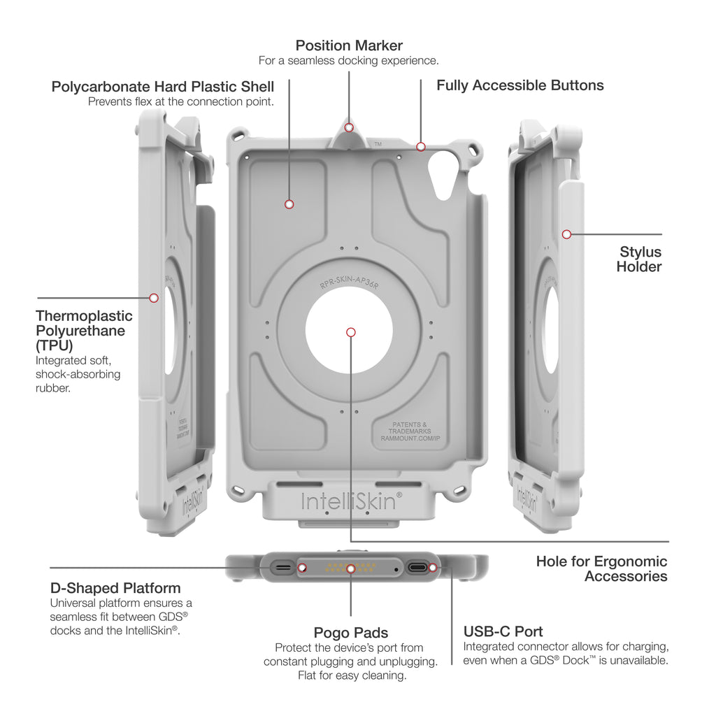 IntelliSkin® Next Gen voor Apple iPad mini (A17 Pro) & mini 6 - Grijs - RAM Mounts RAM-GDS-SKIN-AP36-NG-GRY afbeelding 7