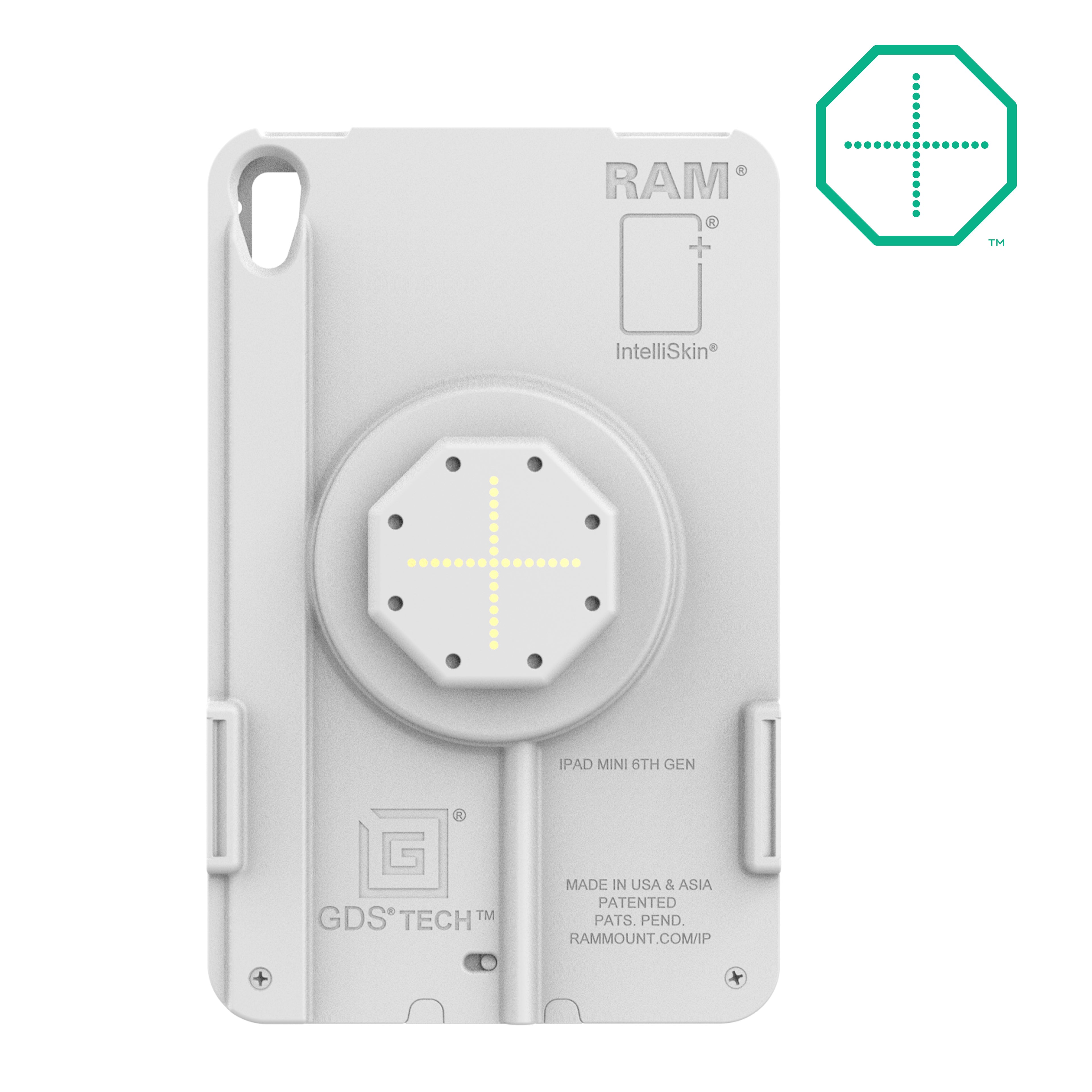 IntelliSkin® Dunne-Case™ voor iPad mini 6 & A17 Pro (Achterste Pogo Pads) Grijs - RAM Mounts RAM-GDS-SKIN-AP36-TCB-GRY afbeelding 2