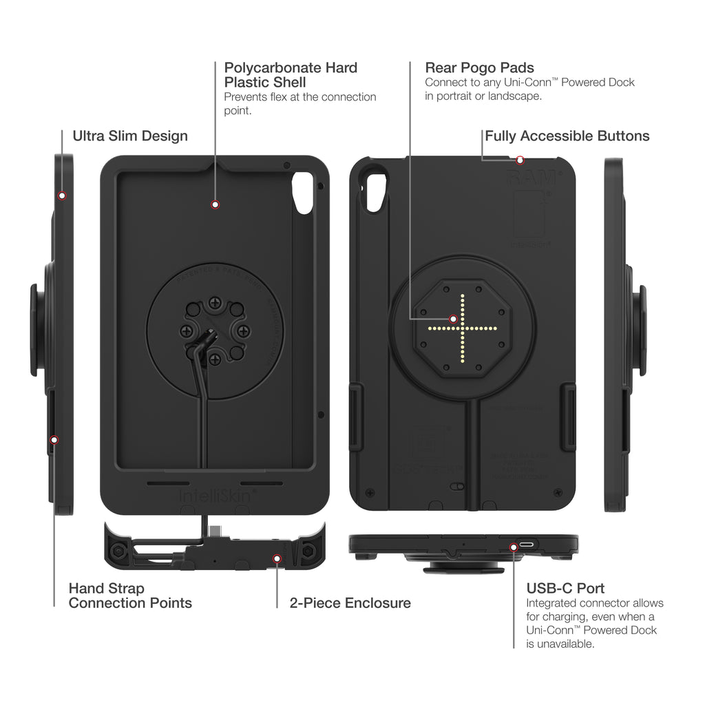 IntelliSkin® Thin-Case™ voor iPad mini (A17 Pro) & mini 6 Achterste Pogo Pads - RAM Mounts RAM-GDS-SKIN-AP36-TCB afbeelding 5