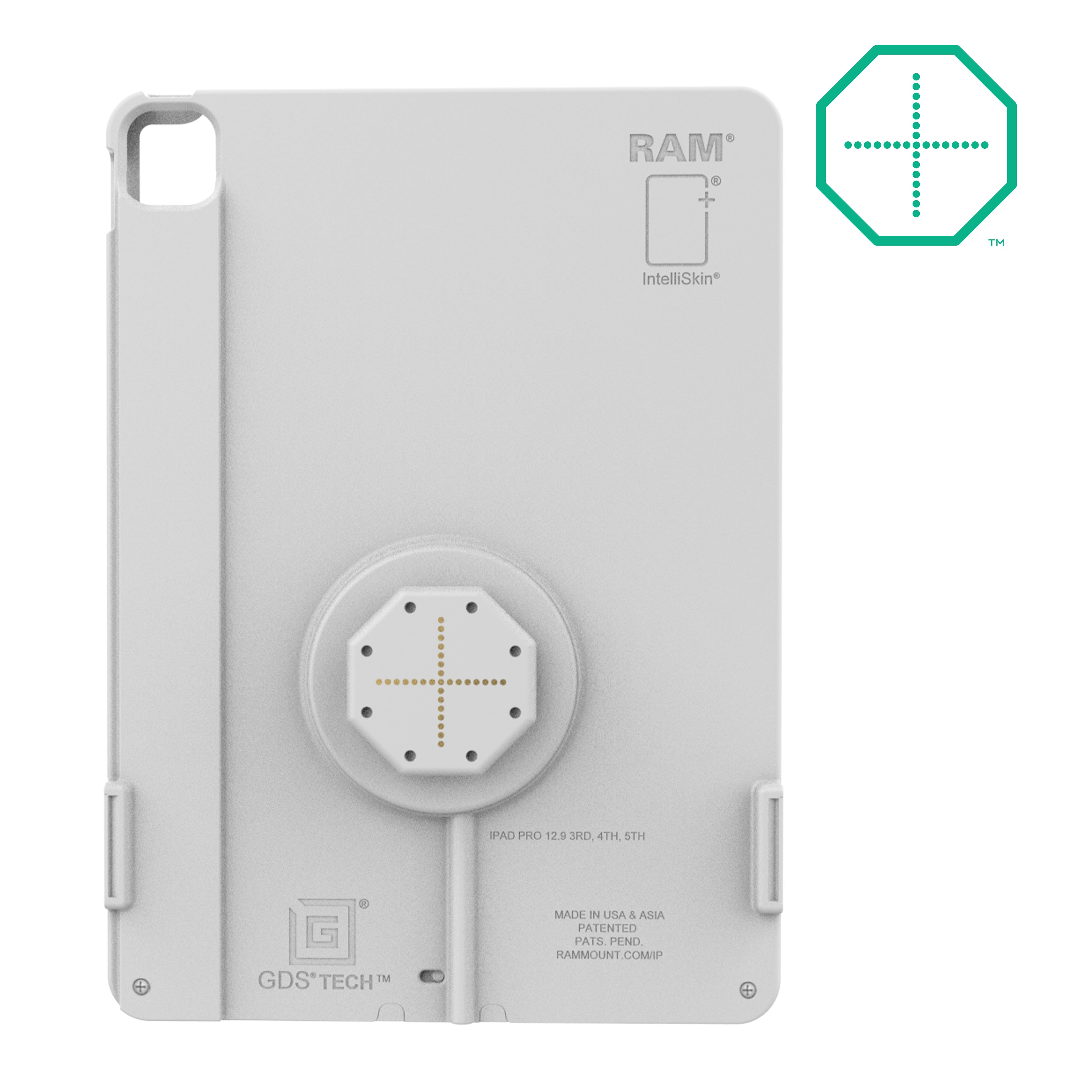 IntelliSkin® Thin-Case™ voor iPad Pro 12.9 3-5 Gen (Octagon Pogo Pads) Grijs - RAM Mounts RAM-GDS-SKIN-AP37-TCB-GRY afbeelding 2