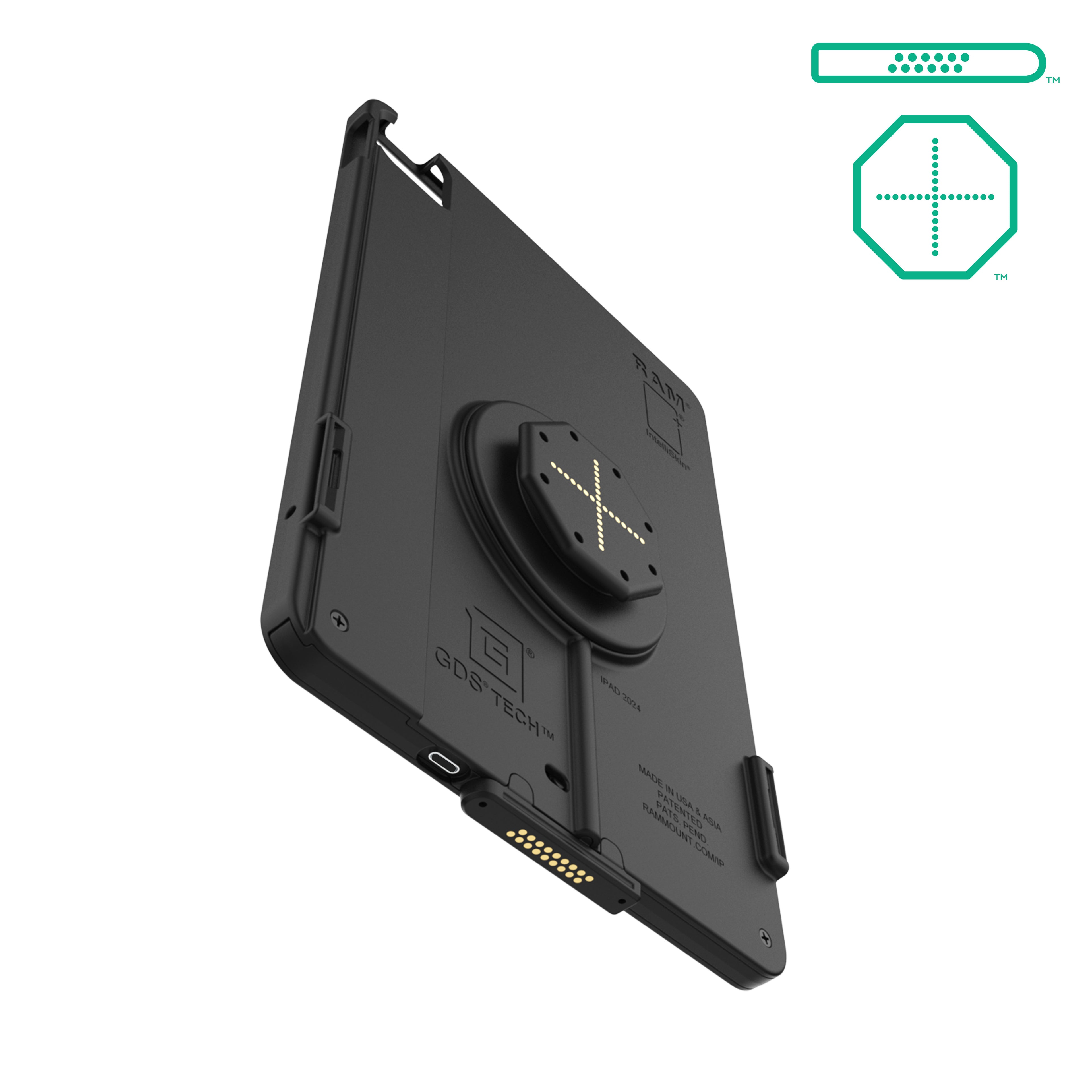 IntelliSkin® Thin-Case™ iPad Air 11 M2, M3, M4 D Shape & Achter Pogo Pads - RAM Mounts RAM-GDS-SKIN-AP45-M2-TCDB afbeelding 2