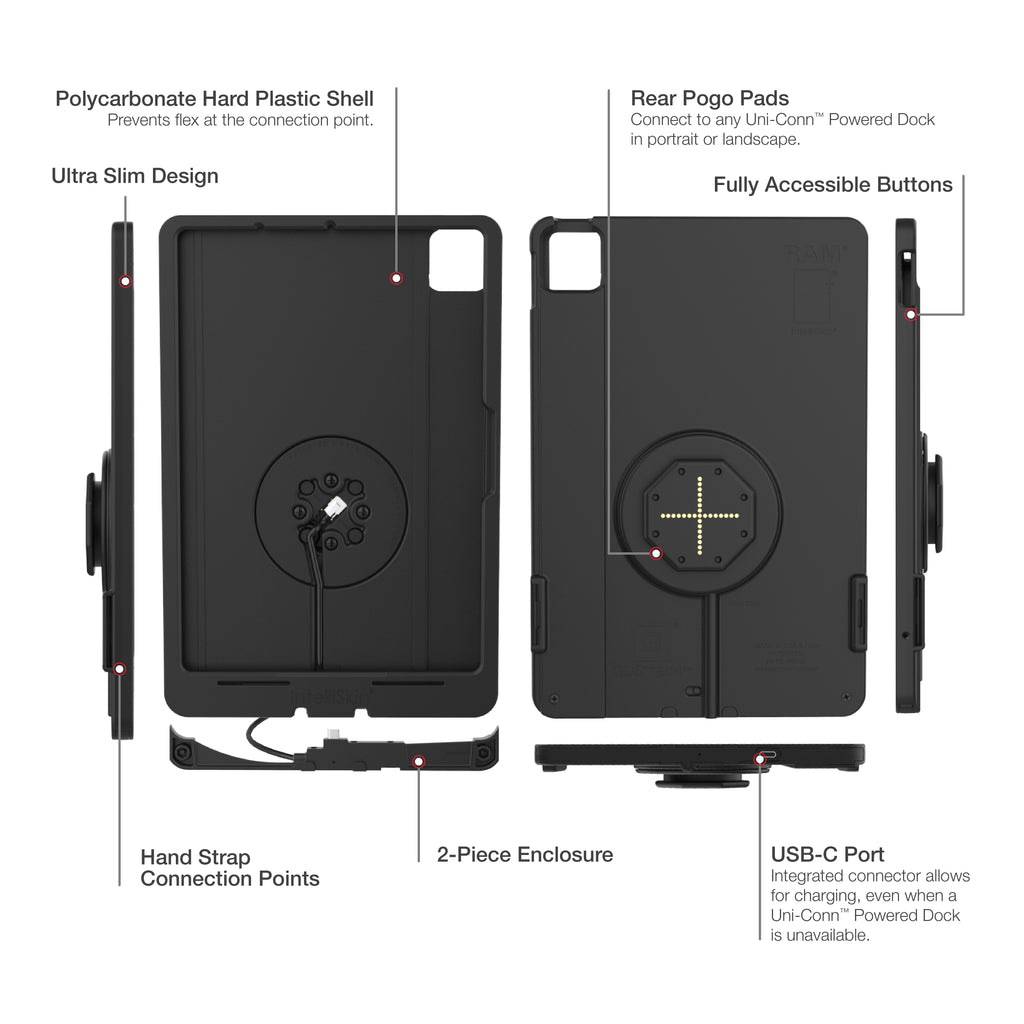 IntelliSkin® Thin-Case™ voor iPad Pro 11 (M4 & M5) (Achter Pogo Pads) - RAM Mounts RAM-GDS-SKIN-AP45-M4-TCB afbeelding 5